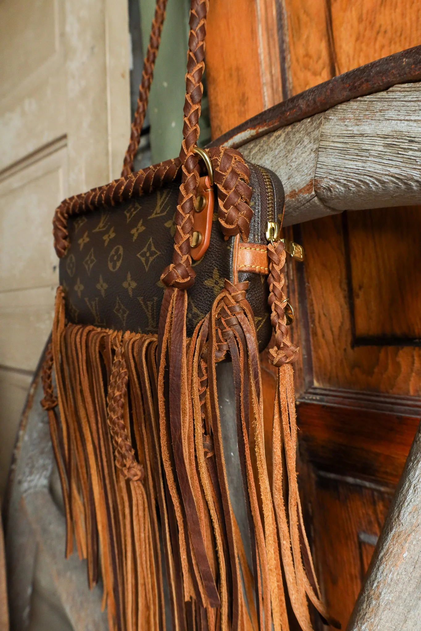 Leather and Vodka Marly Fringe Camel Handbag - Image 3