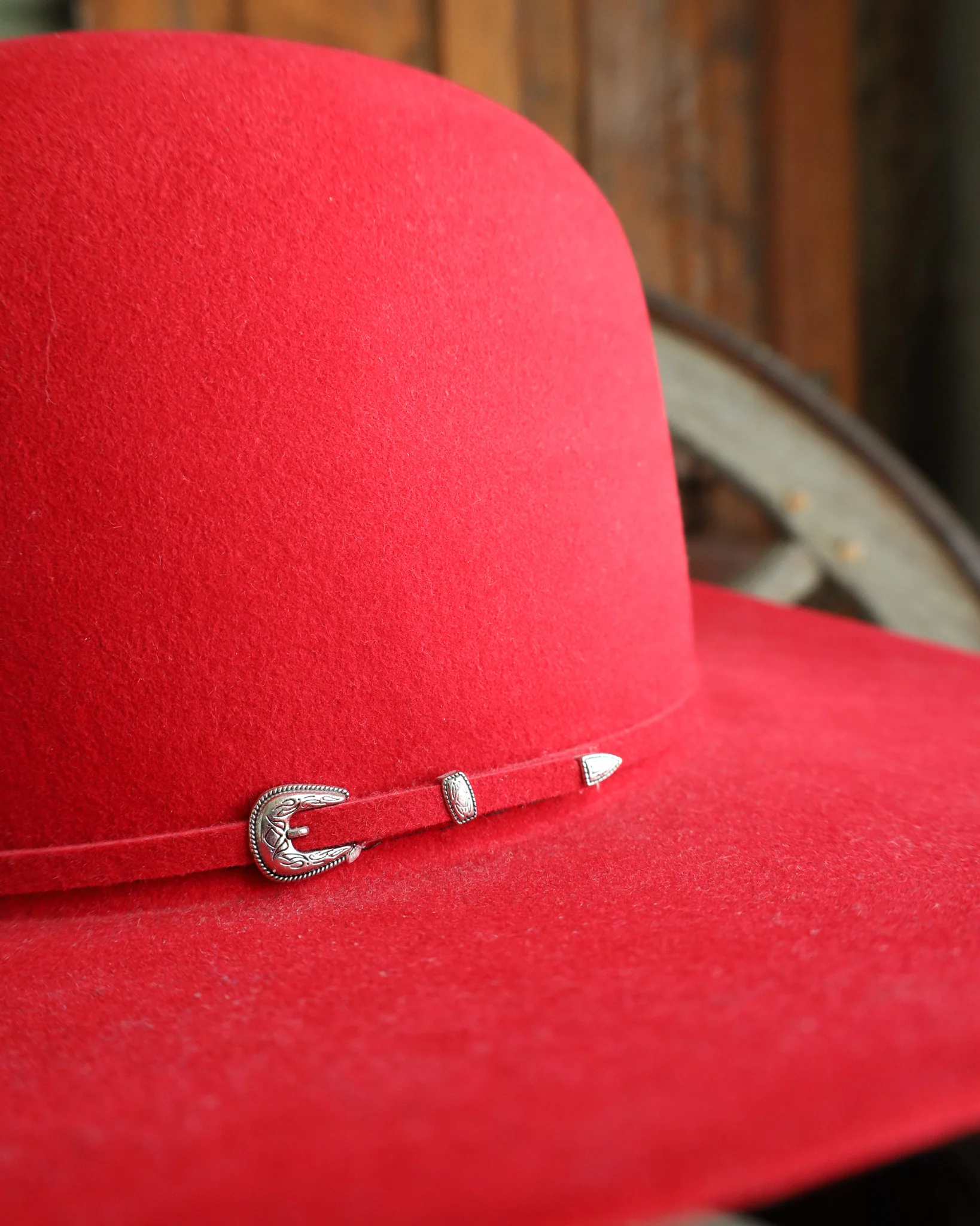 Maverick Brand 7X Open Crown Hat- Red - Image 3