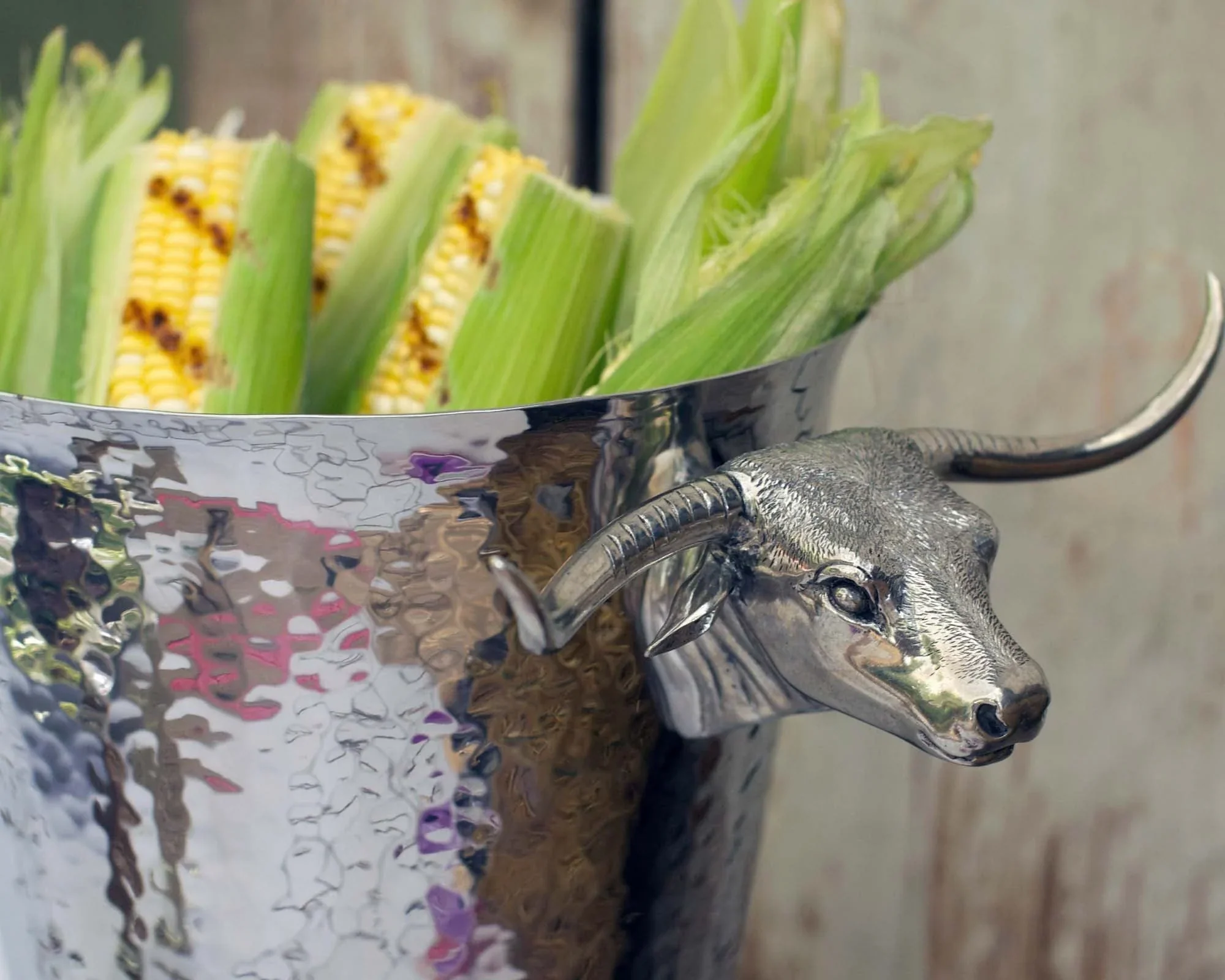 VAGABOND HOUSE Steel Ice Bucket with Long Horn Steer Handles - Image 2