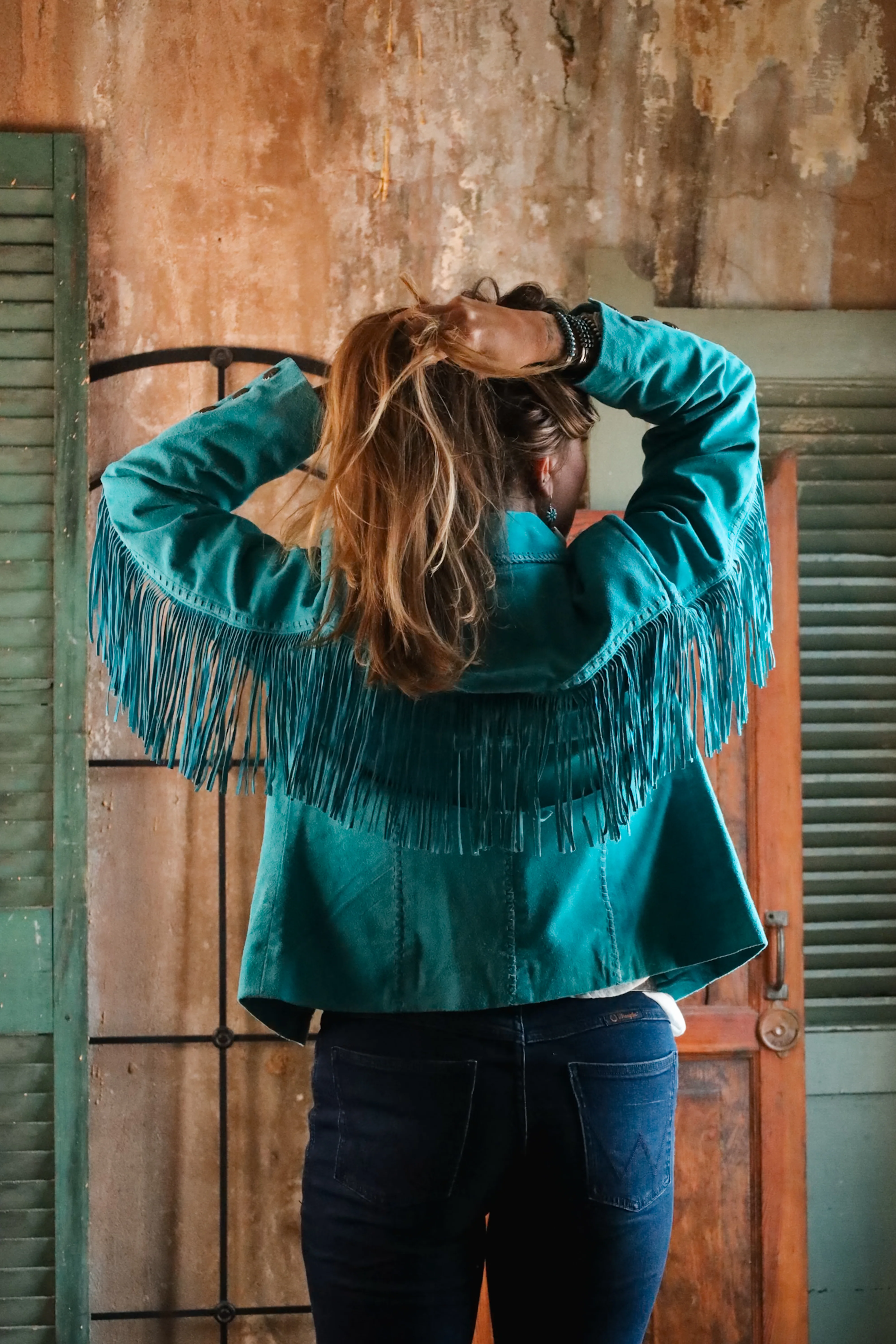 SCULLY FRINGE LACING TURQUOISE JACKET - Image 6
