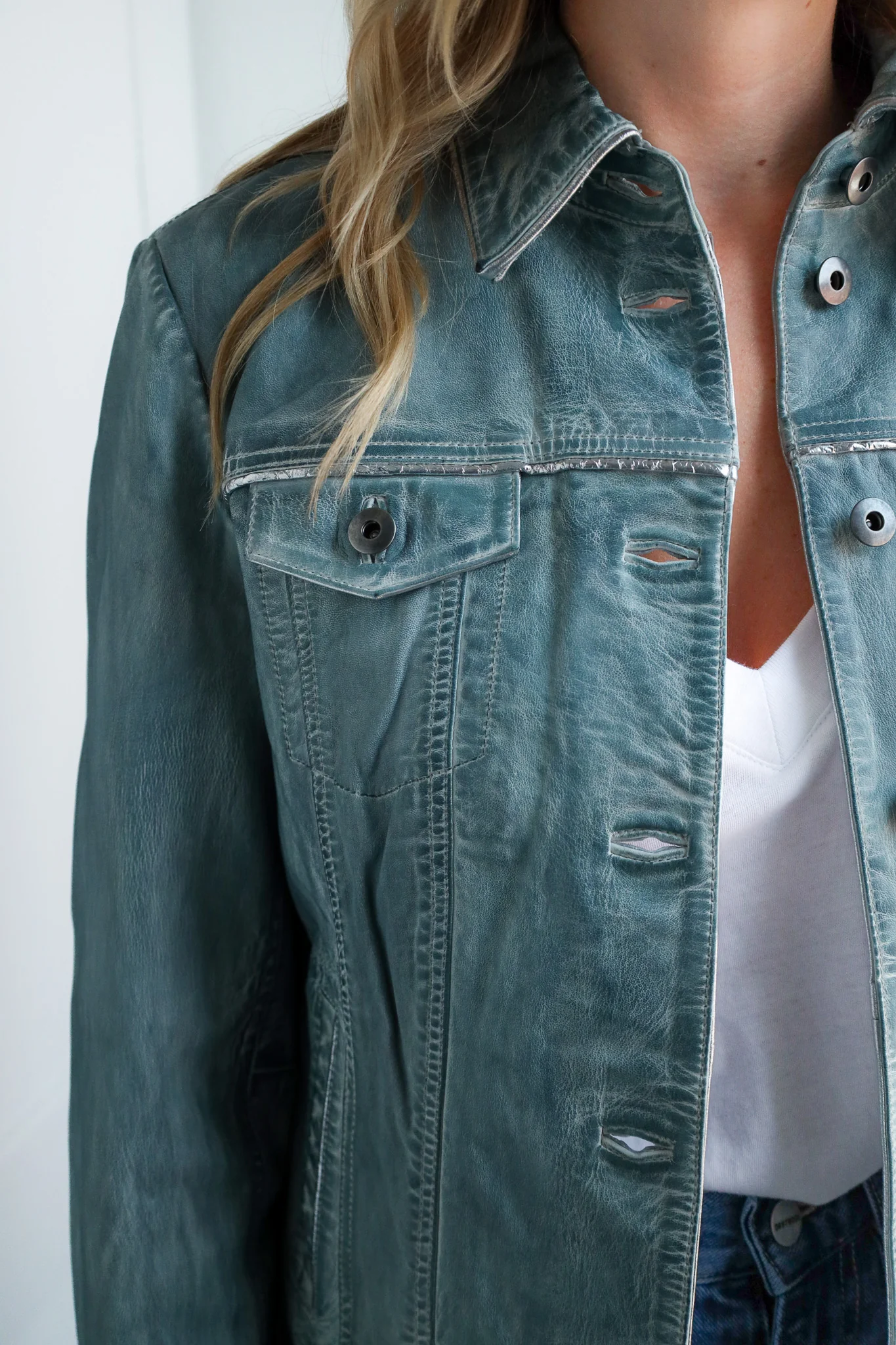 Scully Denim Leather Classic Jean Jacket - Image 6
