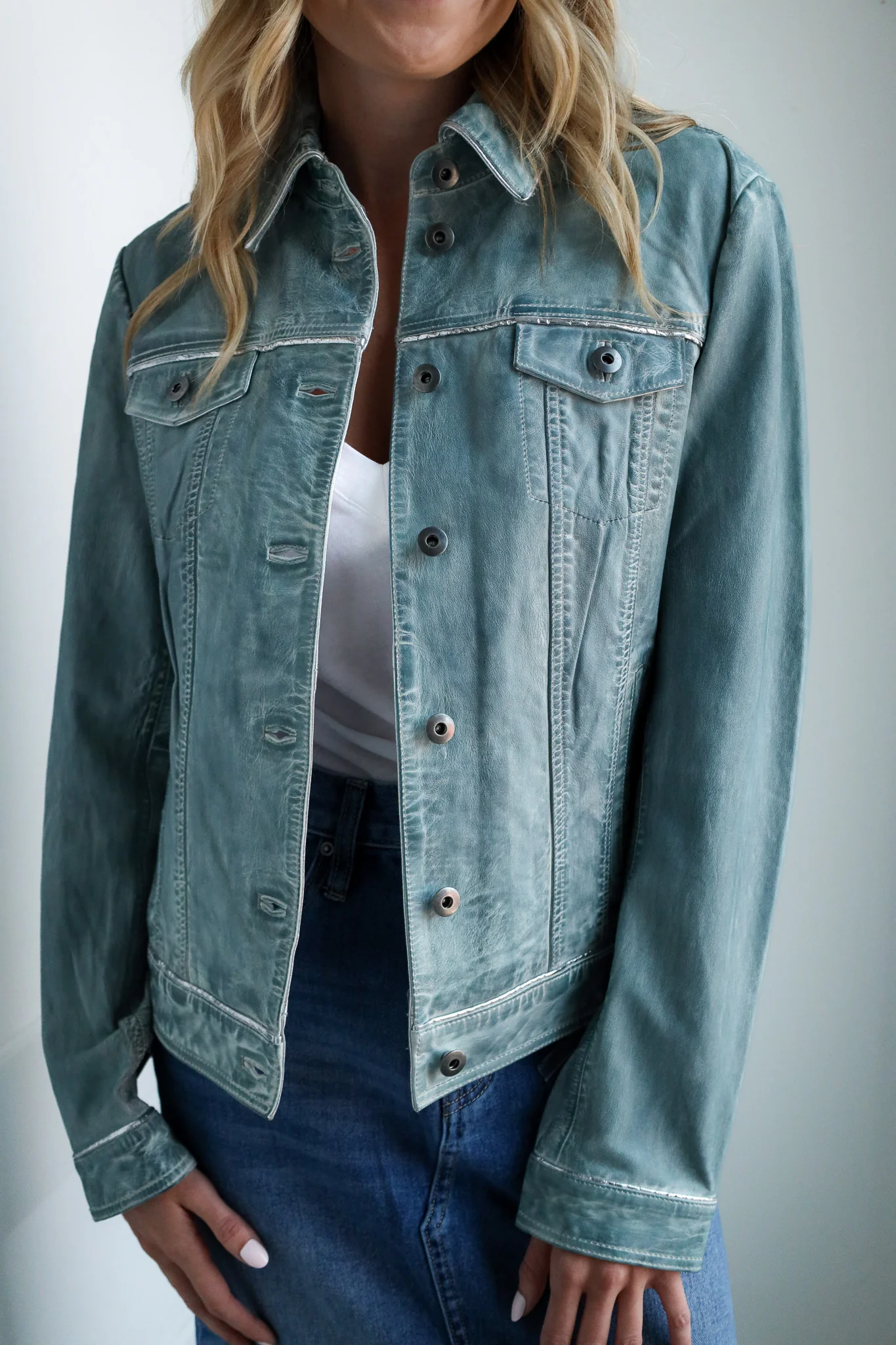 Scully Denim Leather Classic Jean Jacket - Image 7