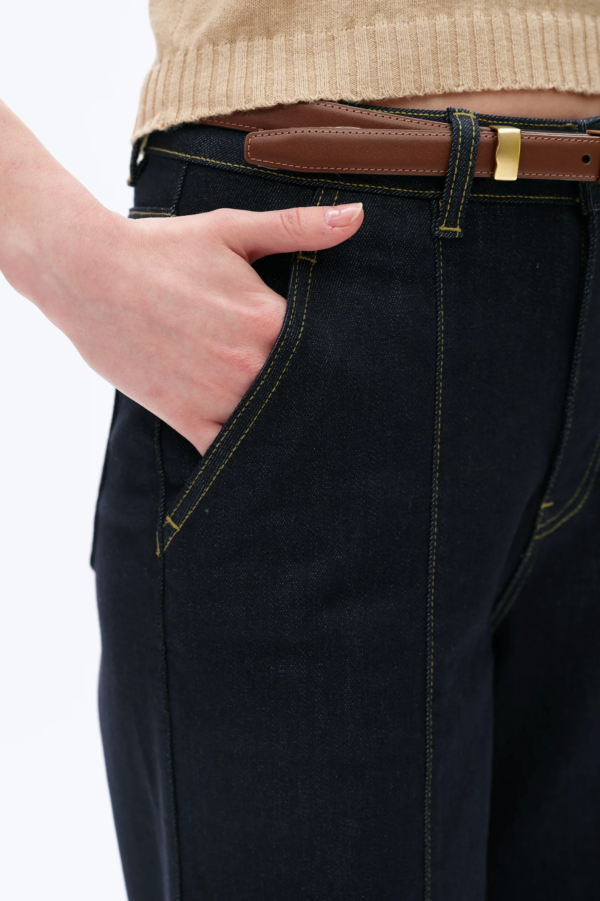 Bayeas Raw Denim Wide Leg Jeans - Image 7