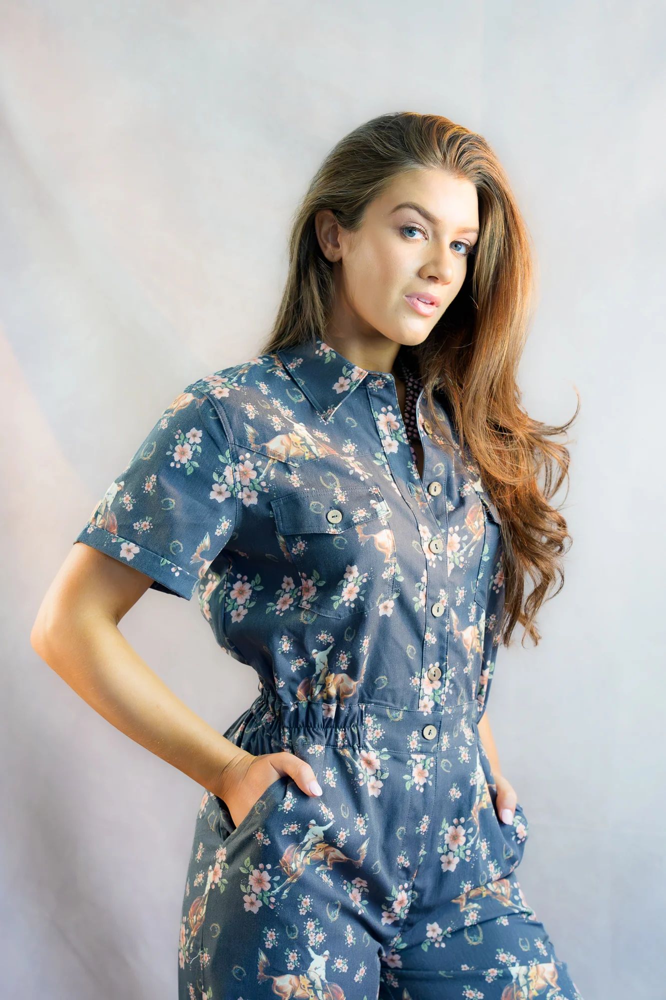 Howdy Hanny Black Flower Horse Jumpsuit - Image 3