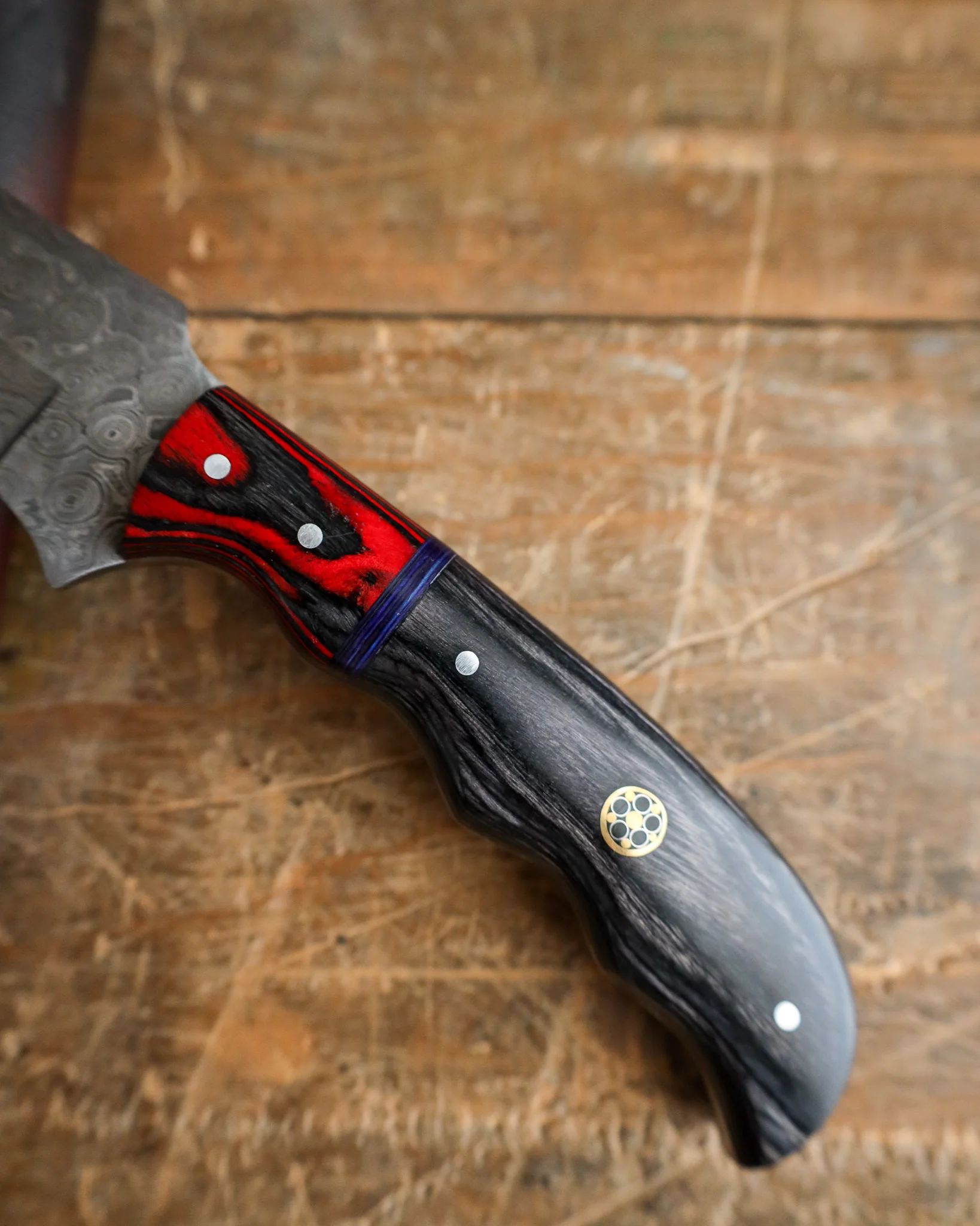 Titan International FORGED DAMASCUS STEEL Hunting Knife BLADE WITH Diamond Wood SCALES - Image 3
