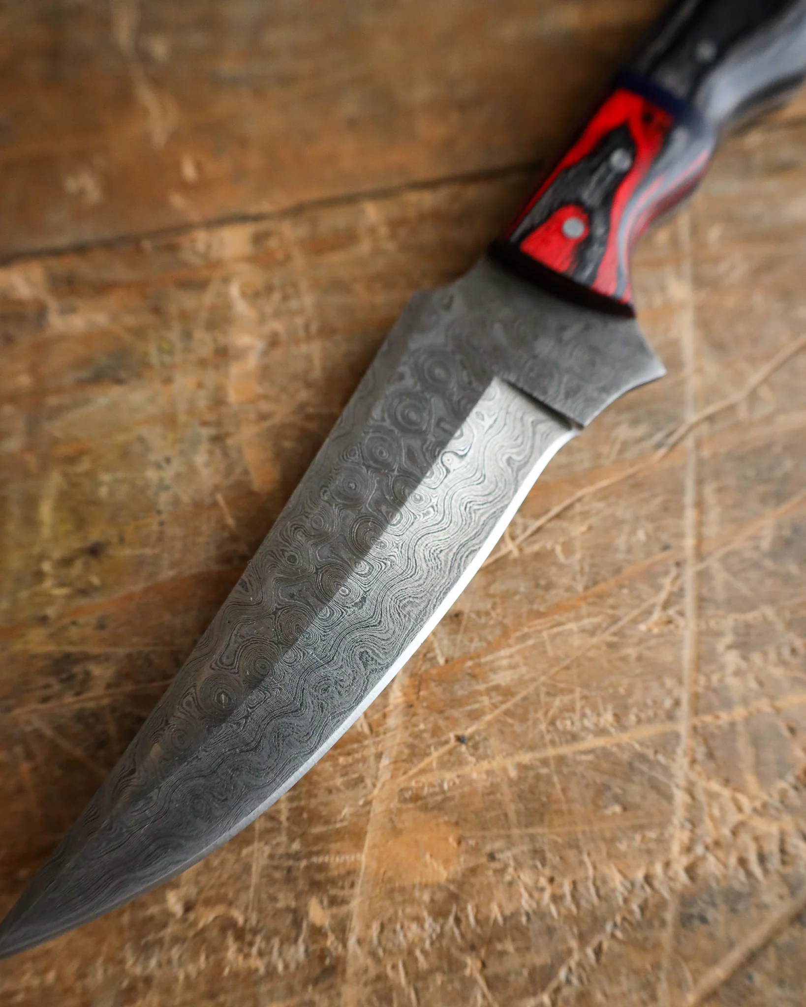 Titan International FORGED DAMASCUS STEEL Hunting Knife BLADE WITH Diamond Wood SCALES - Image 6