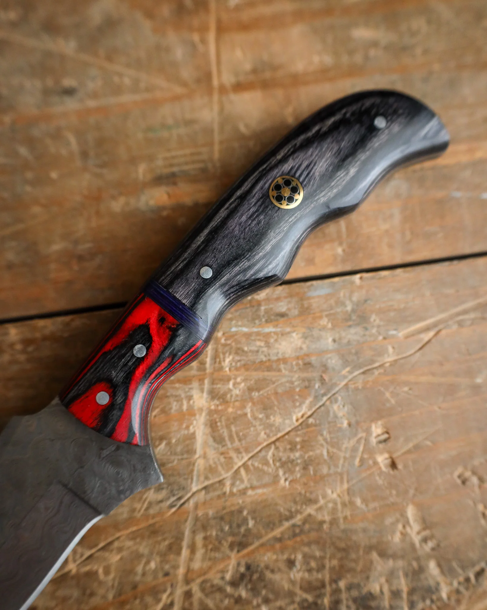 Titan International FORGED DAMASCUS STEEL Hunting Knife BLADE WITH Diamond Wood SCALES - Image 7