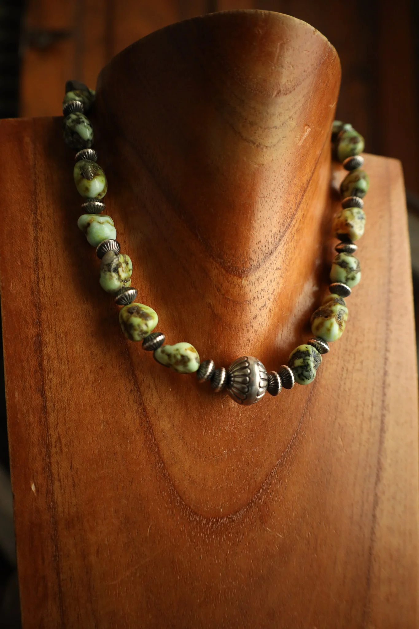 16" Palomino Turquoise Sterling Silver Beads Necklace - Image 5