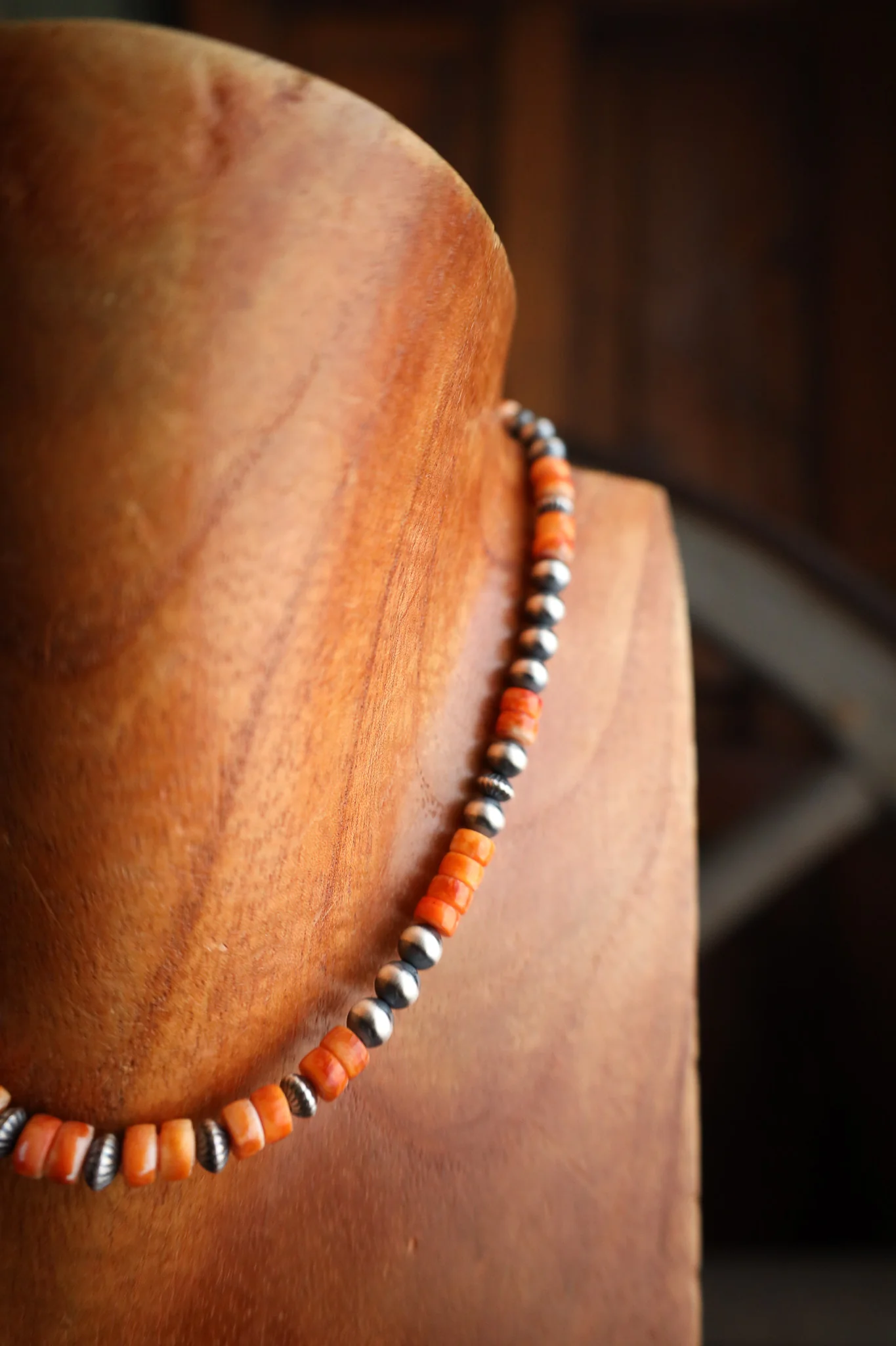 16" Spiny Oyster Donuts Mixed Navajo Pearls 6MM Necklace - Image 3