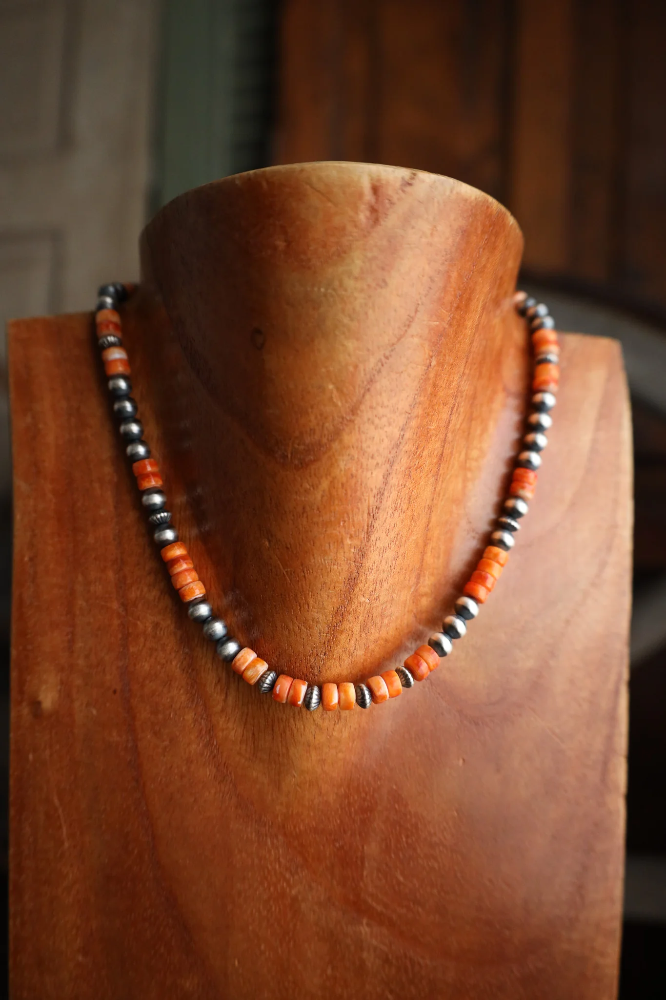 16" Spiny Oyster Donuts Mixed Navajo Pearls 6MM Necklace - Image 4