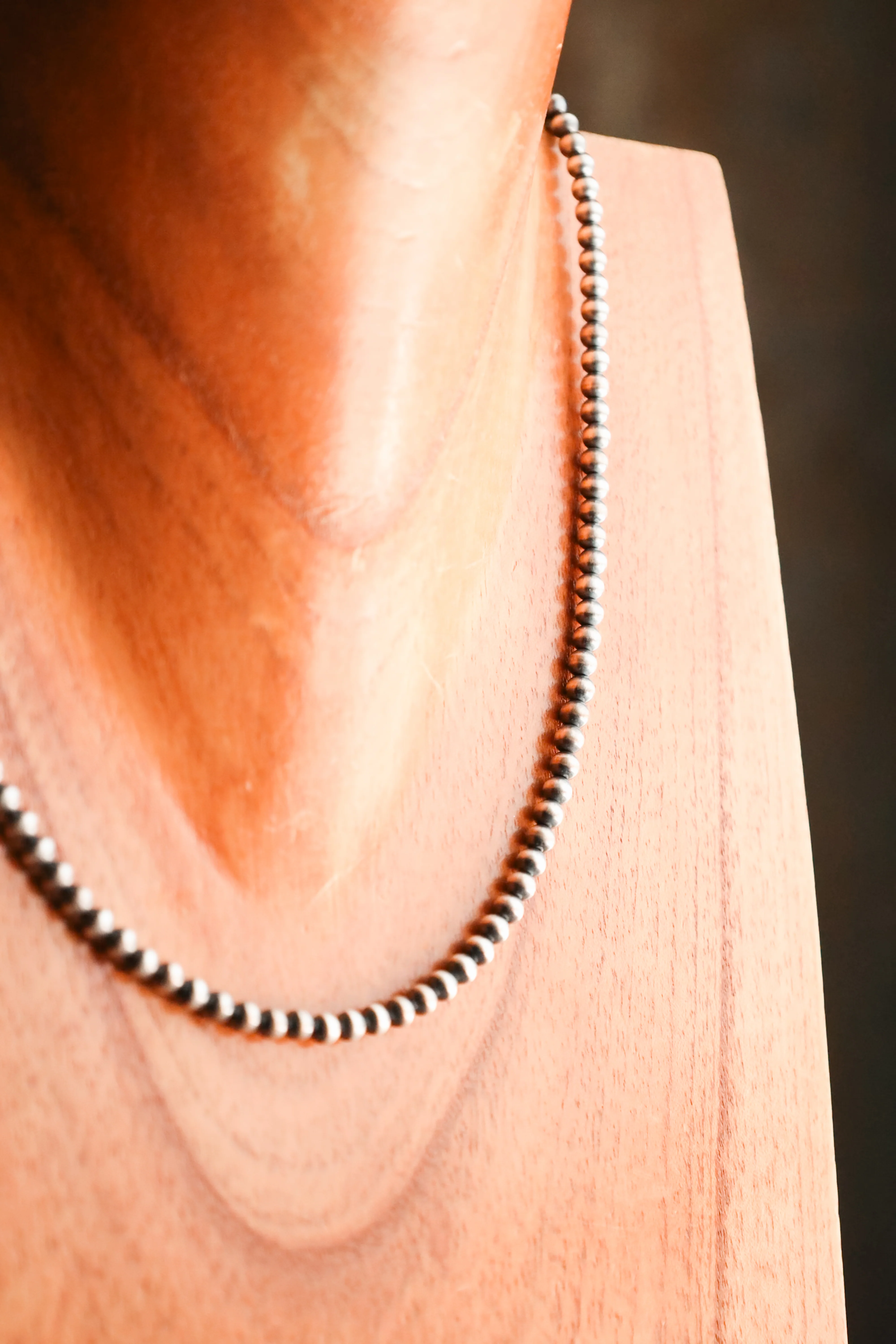Sterling Silver Navajo Pearl 18" 4MM Necklace - Image 3