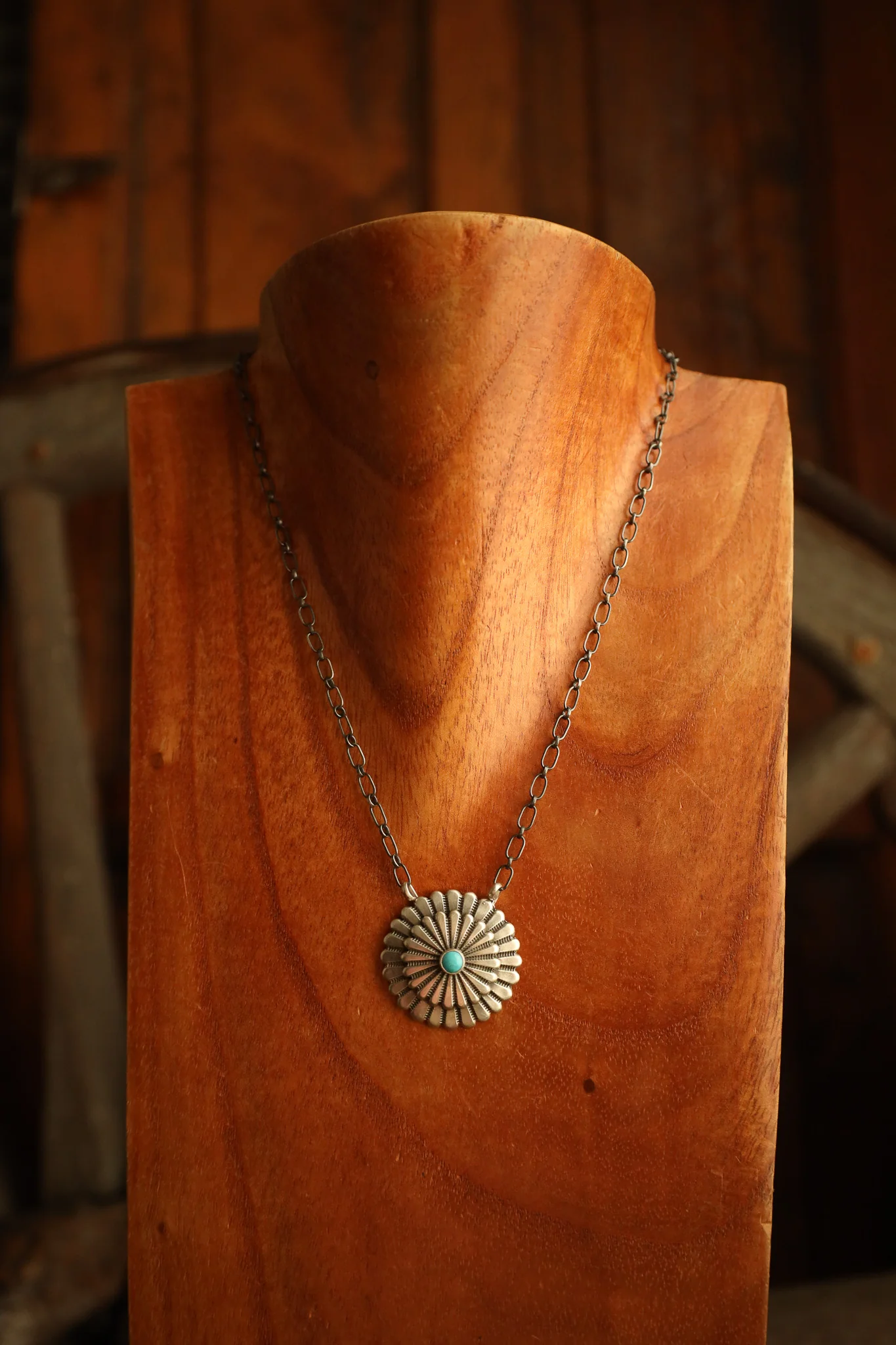 2 Layer Flower Kingman Turquoise Dot Necklace - Image 2