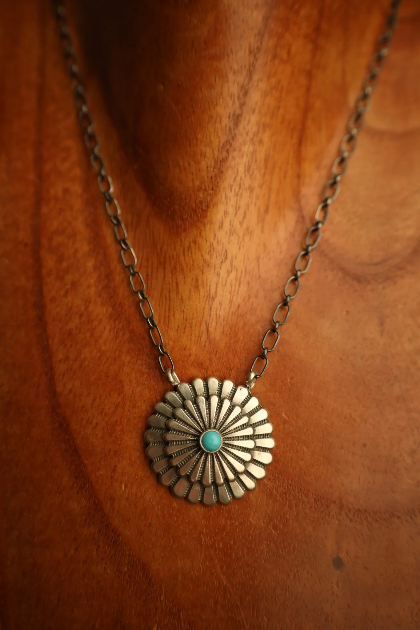 2 Layer Flower Kingman Turquoise Dot Necklace - Image 4