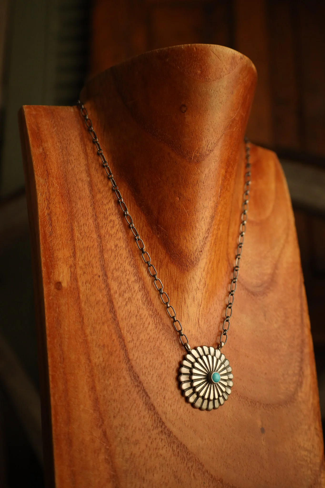 2 Layer Flower Kingman Turquoise Dot Necklace - Image 5