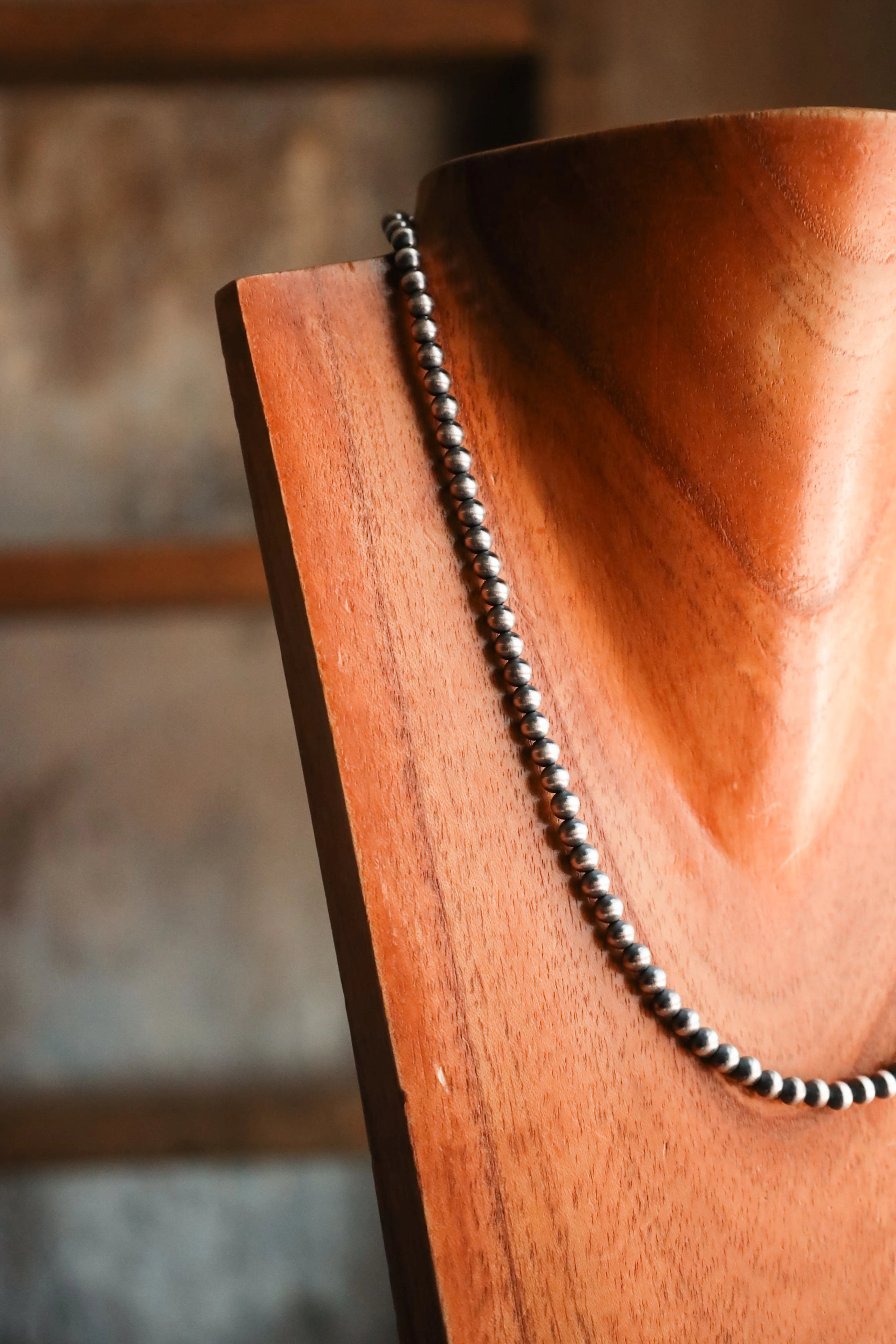 Sterling Silver Navajo Pearl 20" 5MM Necklace - Image 4