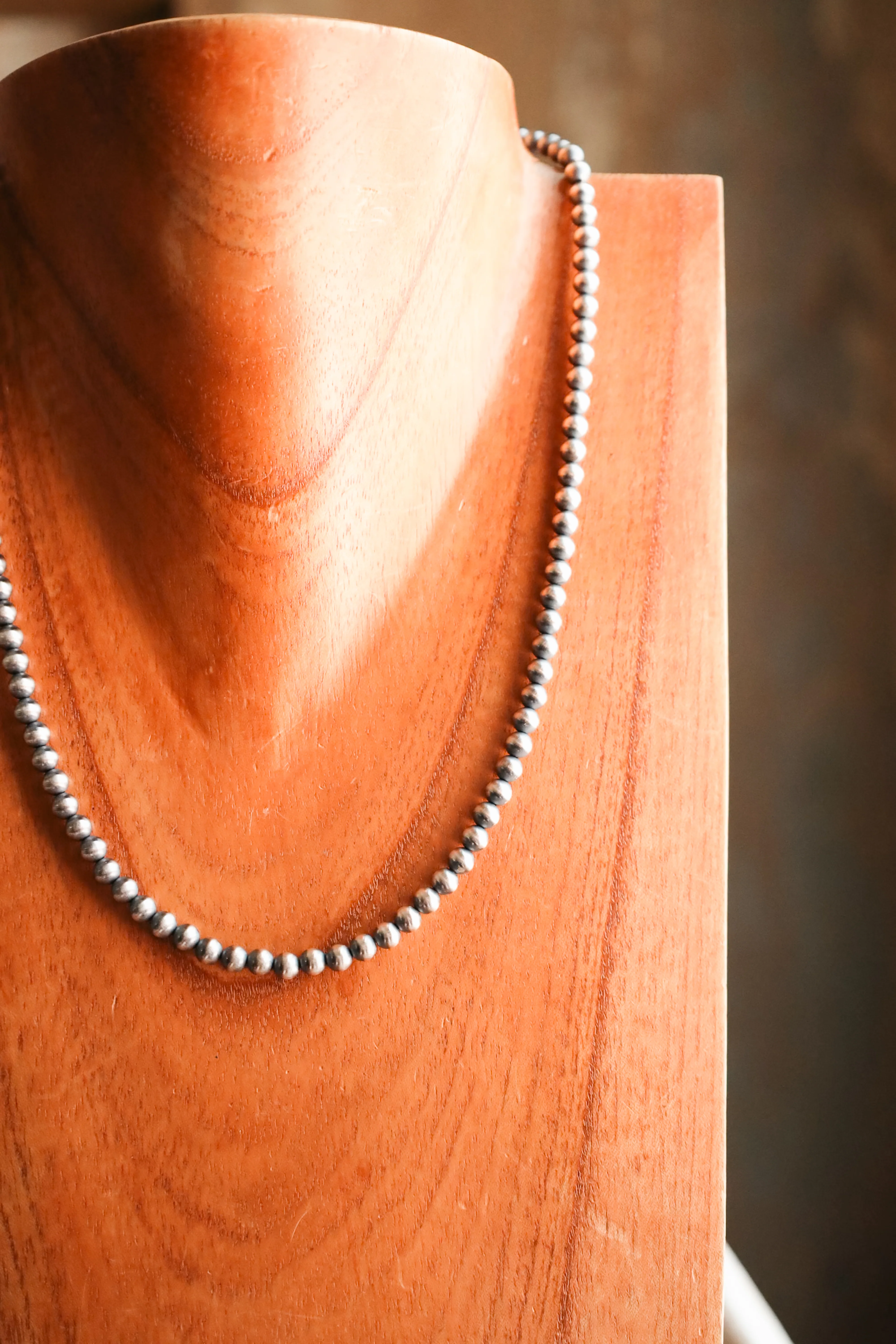 Sterling Silver Navajo Pearl 20" 5MM Necklace - Image 8
