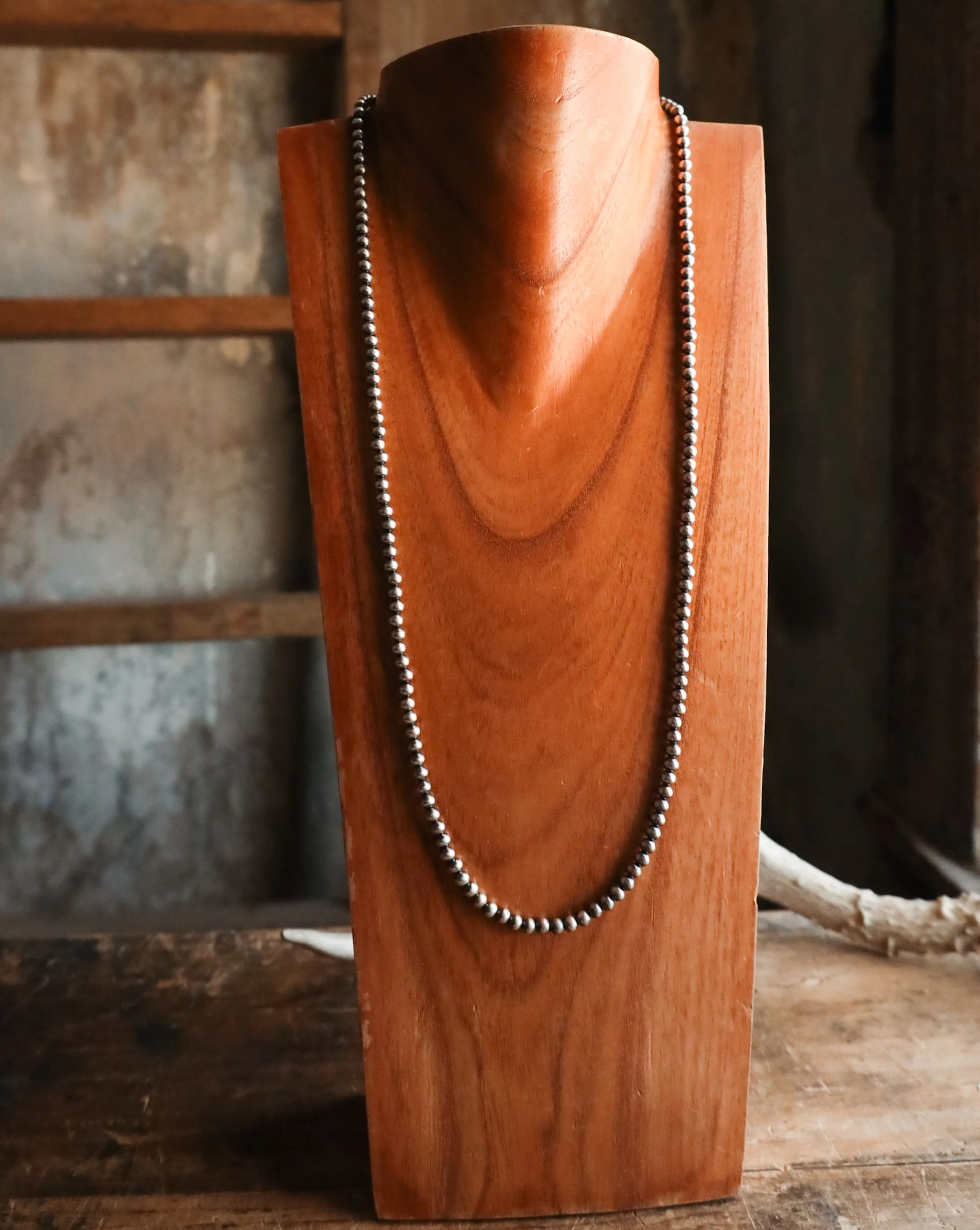 Sterling Silver Navajo Pearl 30" 5MM Necklace