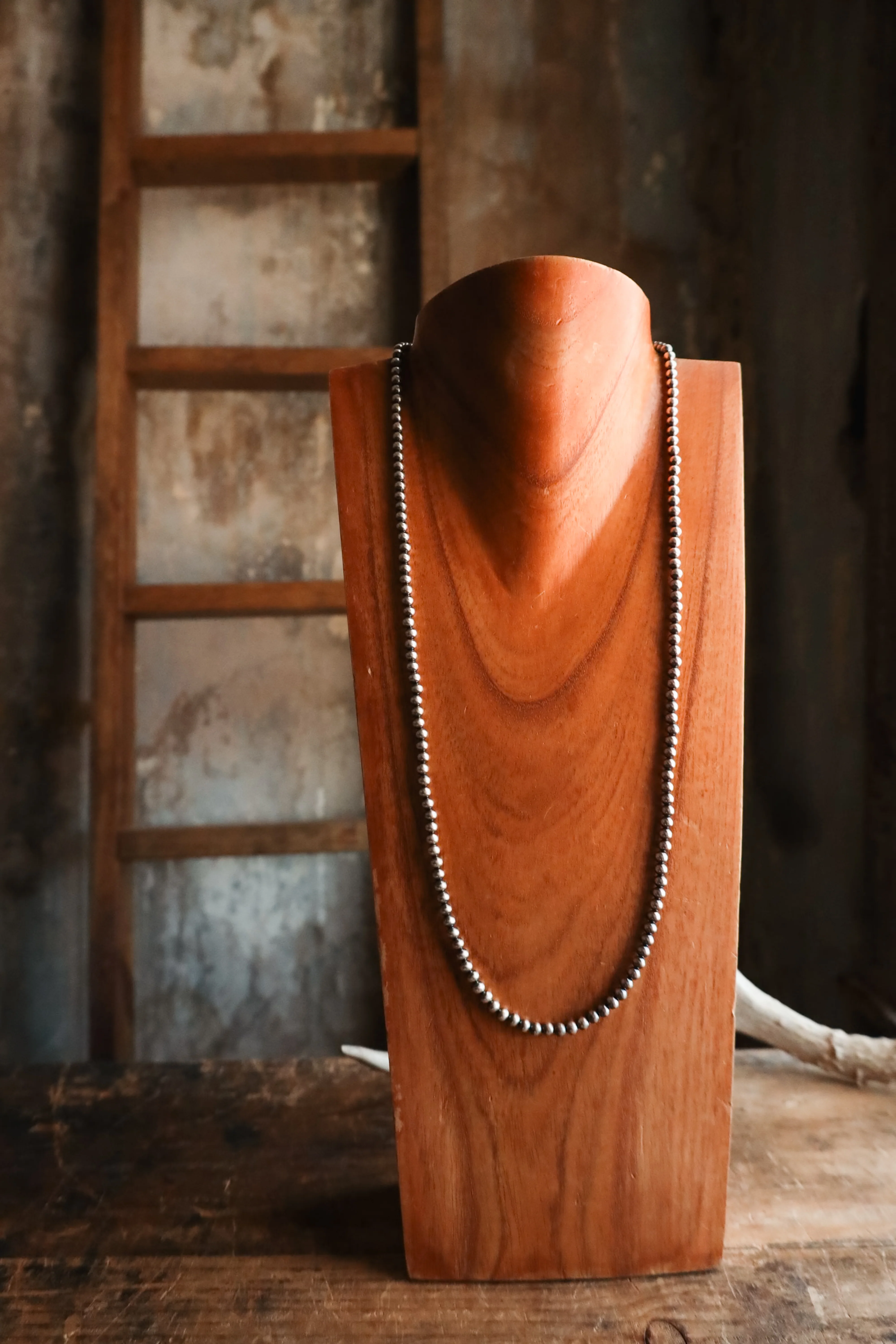 Sterling Silver Navajo Pearl 30" 5MM Necklace - Image 5