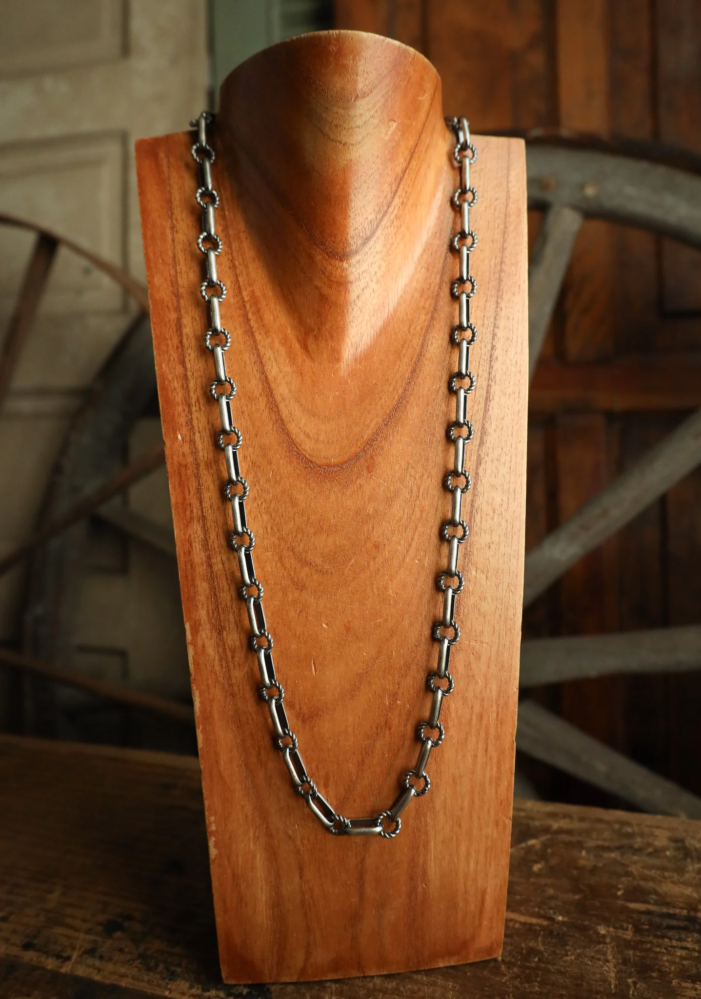 32" Oblong and Rope Links Necklace