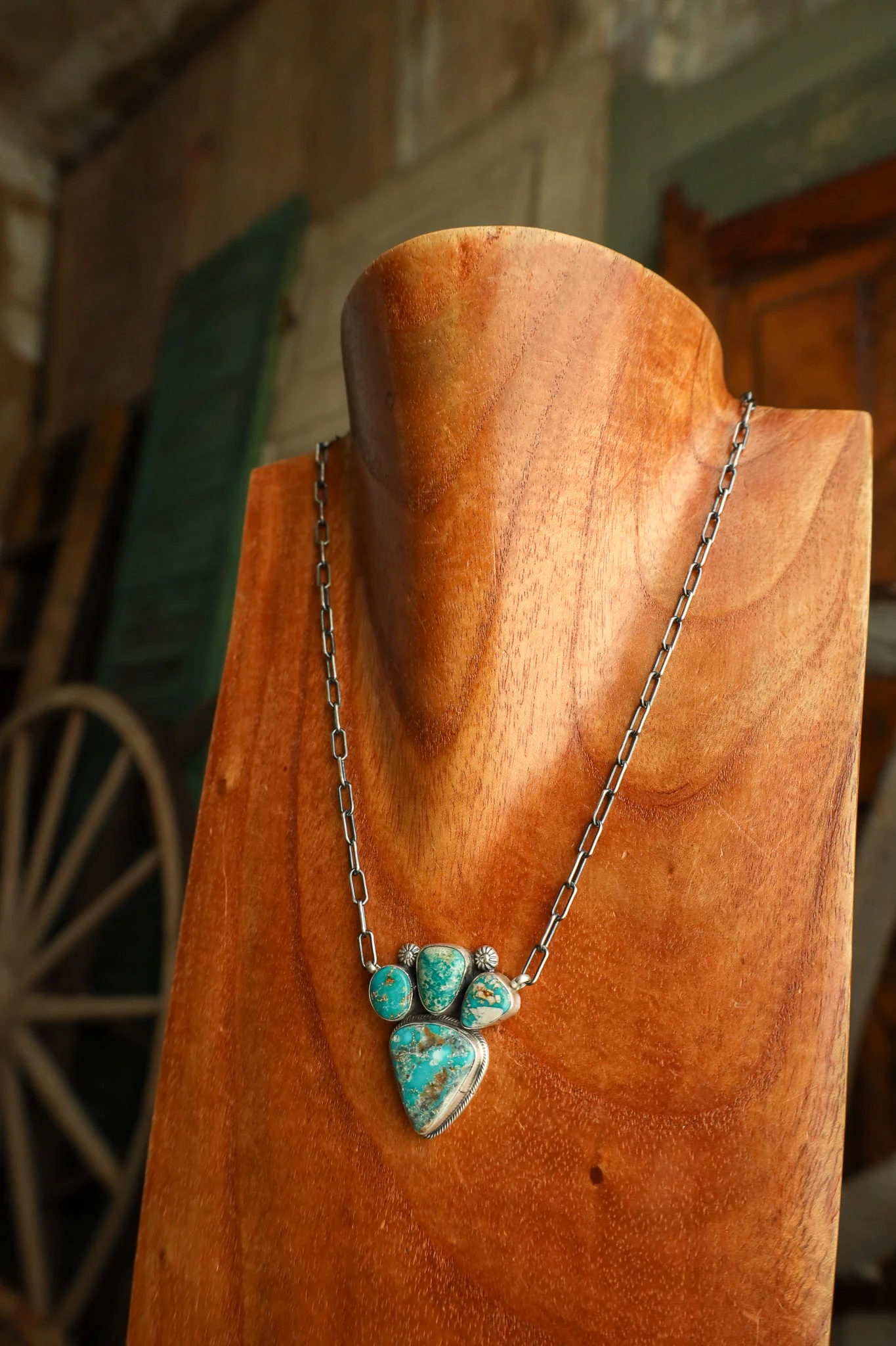4 Turquoise Cluster On Chain Necklace - Image 5