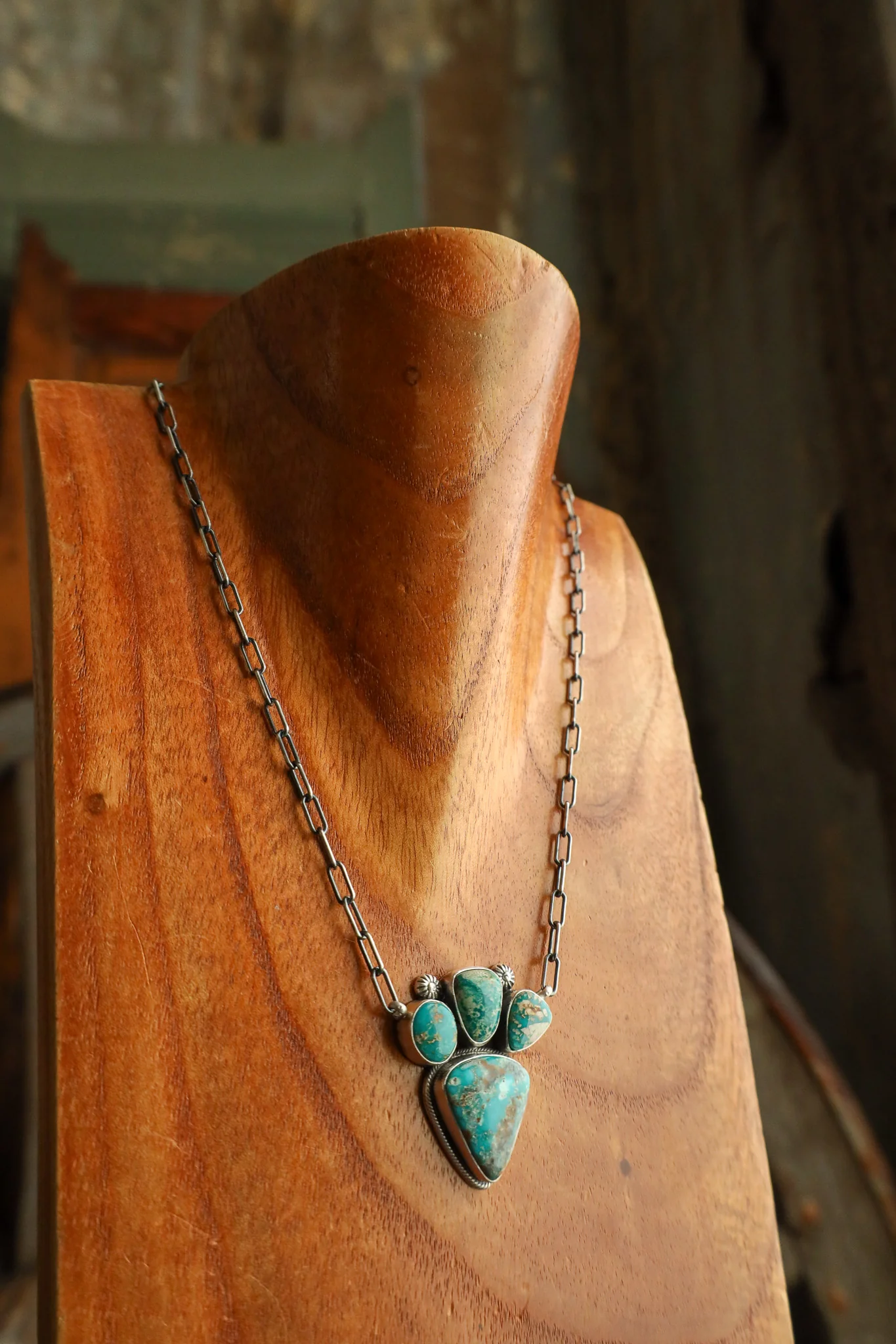 4 Turquoise Cluster On Chain Necklace - Image 6