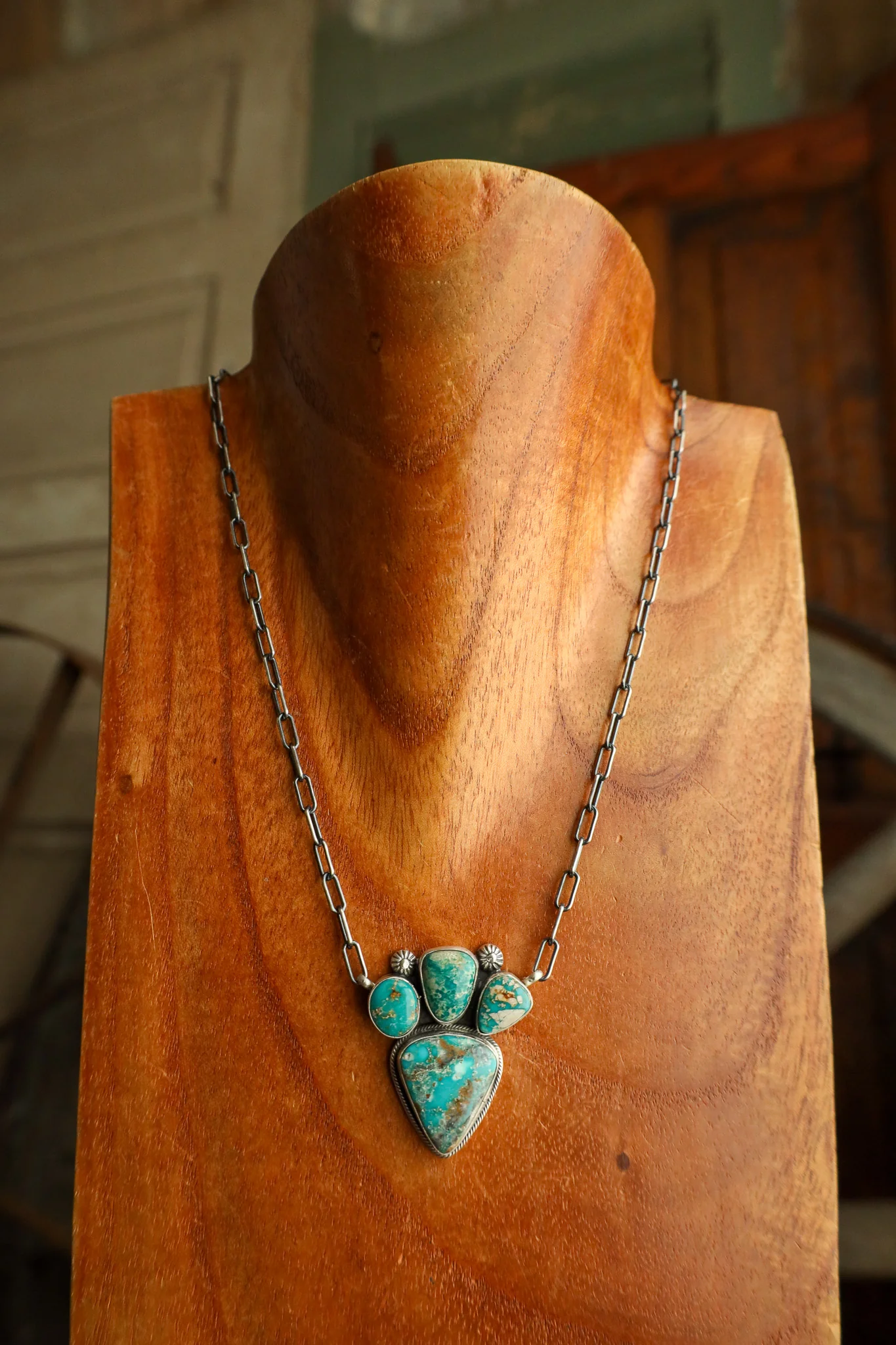 4 Turquoise Cluster On Chain Necklace - Image 7