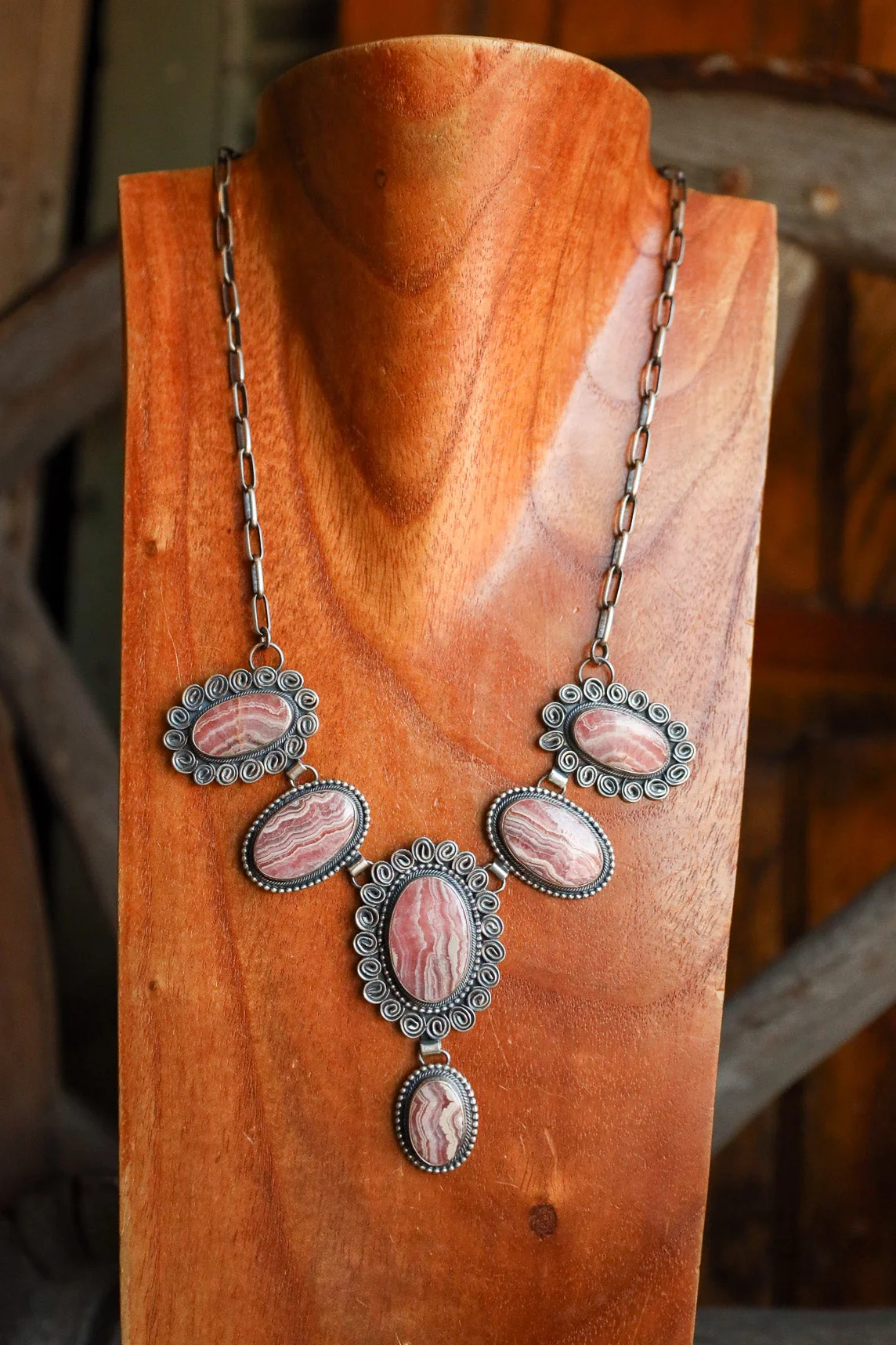 6 Rhodochrosite Ovals Necklace