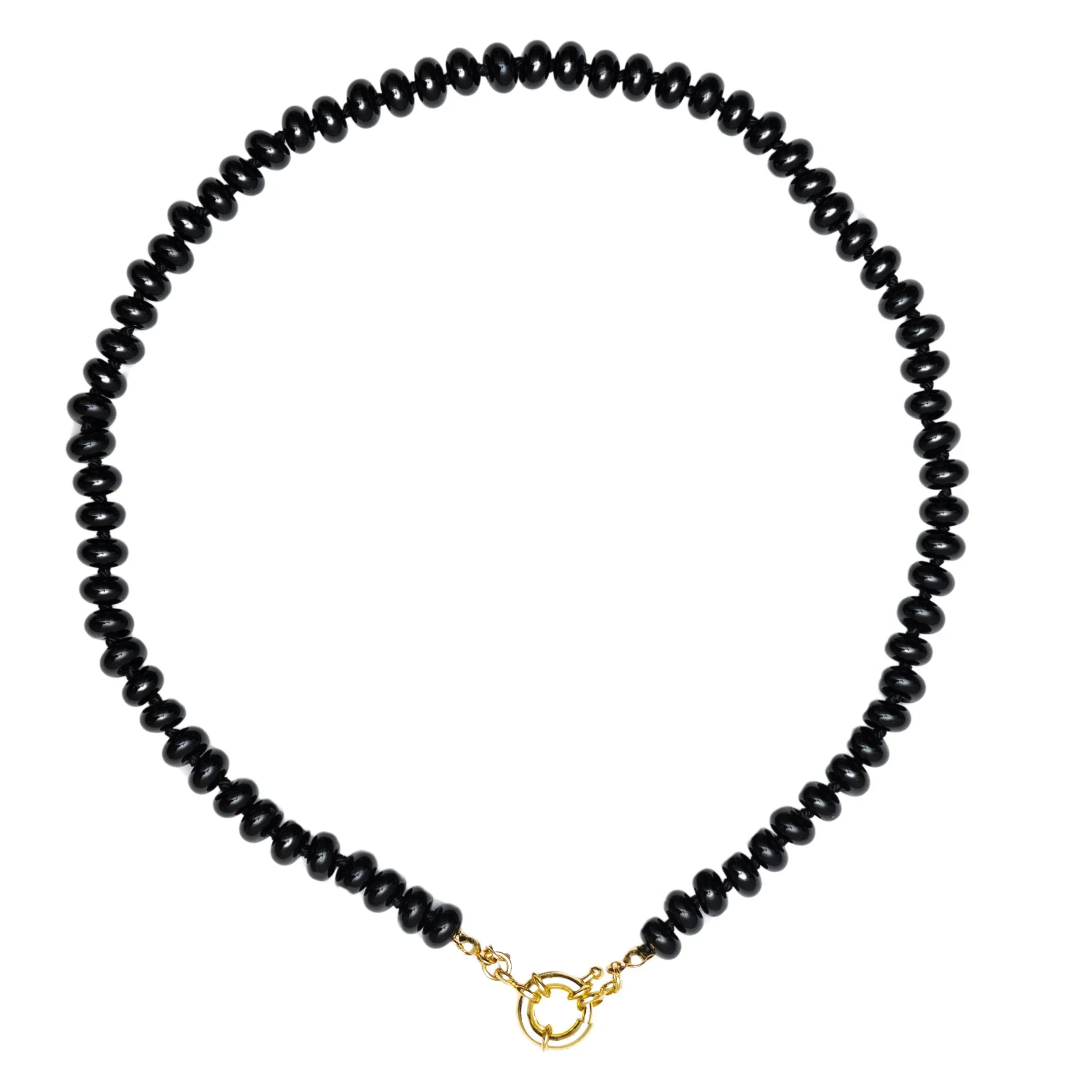 Christina Greene Sweet Stone Beaded Knotted Necklace - Black Agate