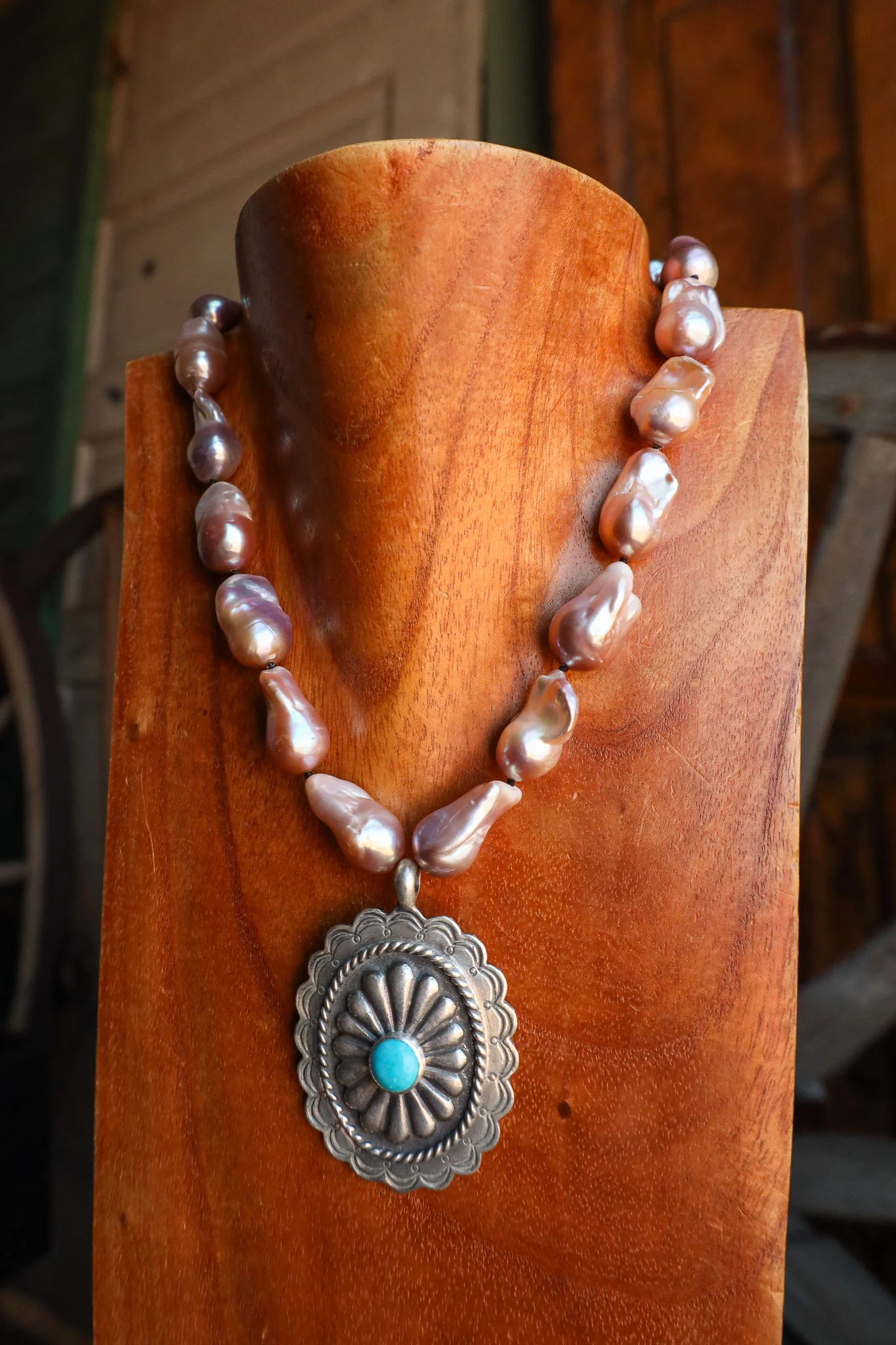 Love Tokens Blush Baroque Concho With Sonoran Turquoise Necklace - Image 5