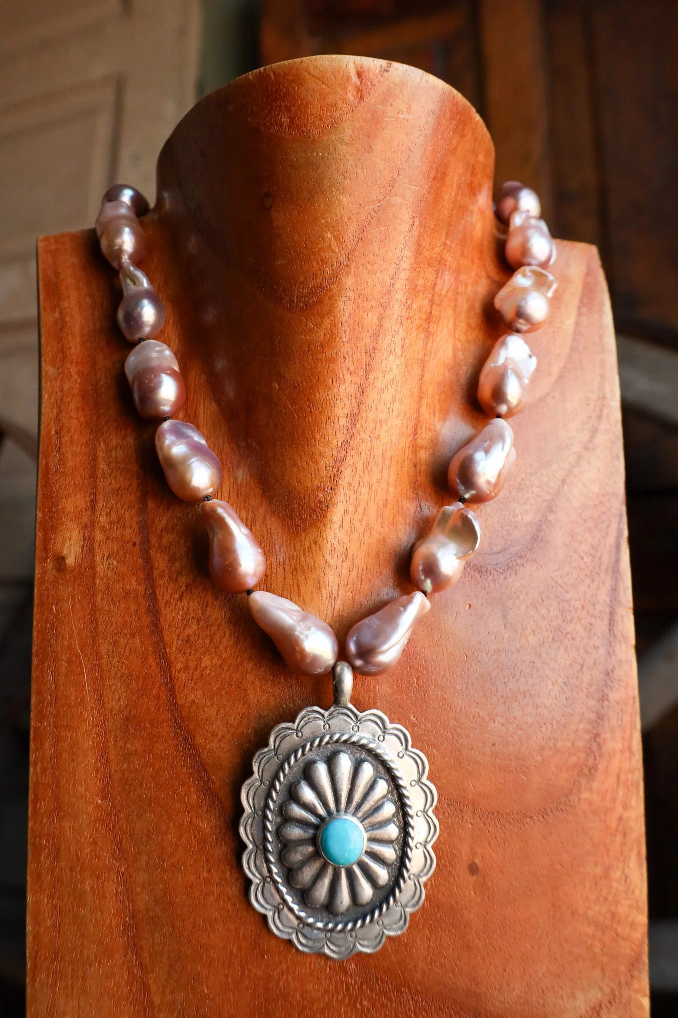 Love Tokens Blush Baroque Concho With Sonoran Turquoise Necklace - Image 8