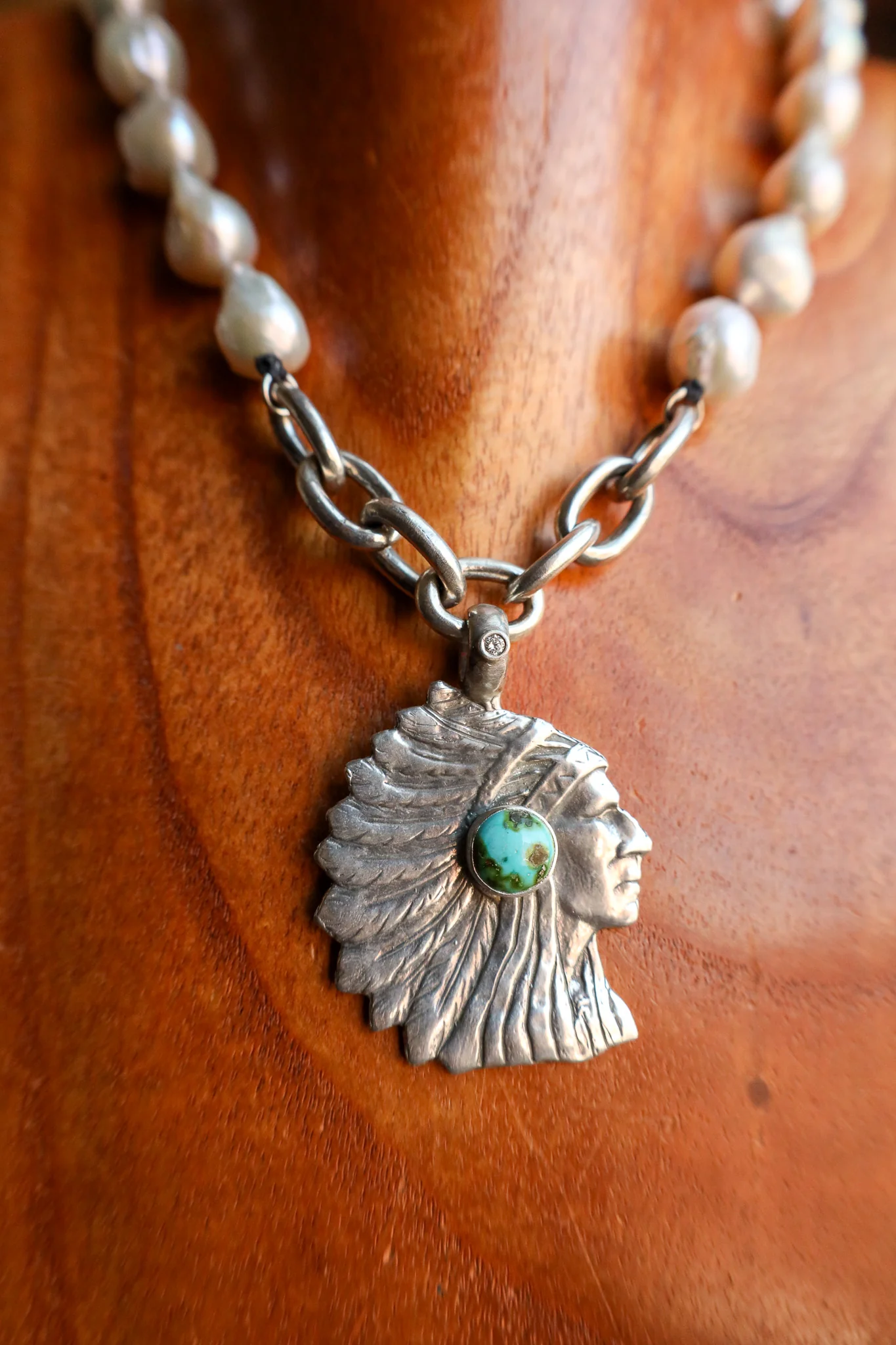Love Tokens Chief Diamond Turquoise Baroque Pearl Necklace - Image 5