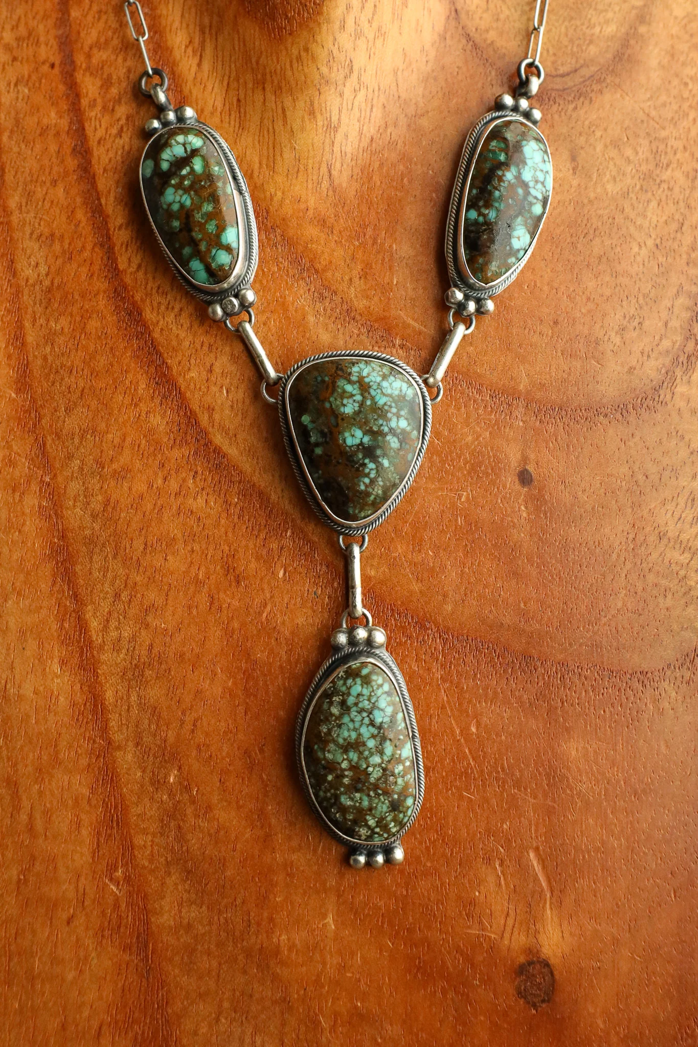 Brown Turquoise Lariat and Stud Earring and Necklace Set - Image 2