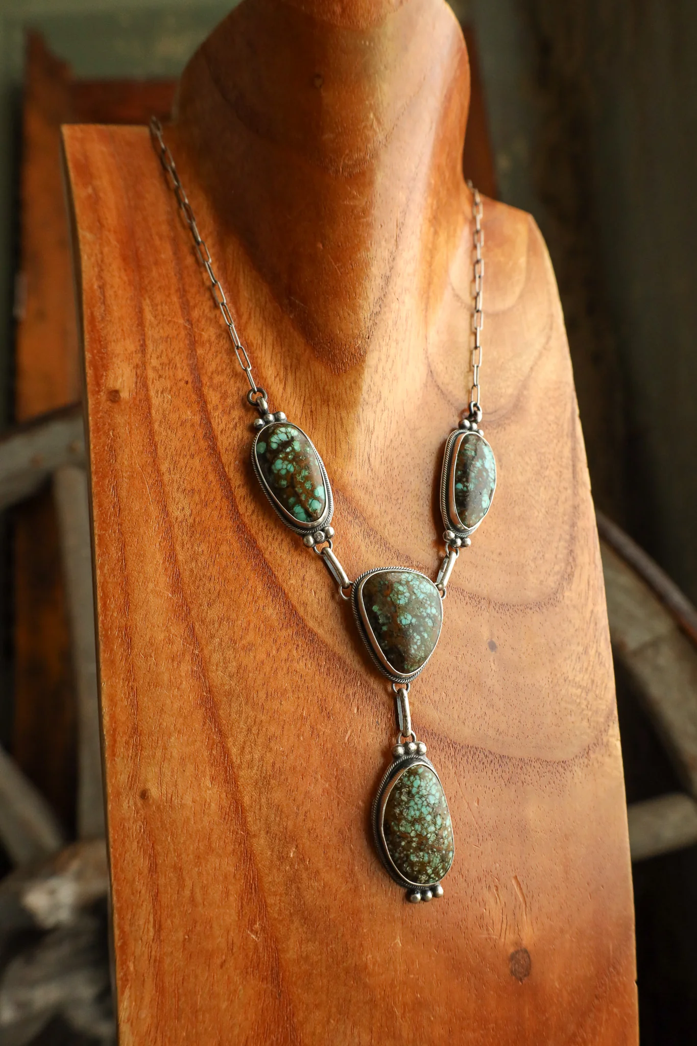 Brown Turquoise Lariat and Stud Earring and Necklace Set - Image 8