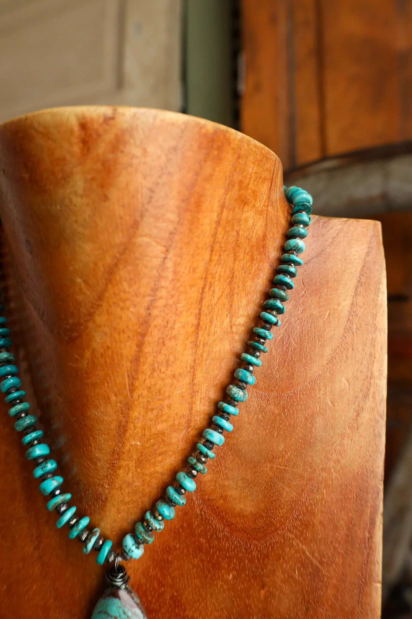 Andrea Barnett Kingman Pyrite Teardrop Necklace - Image 2