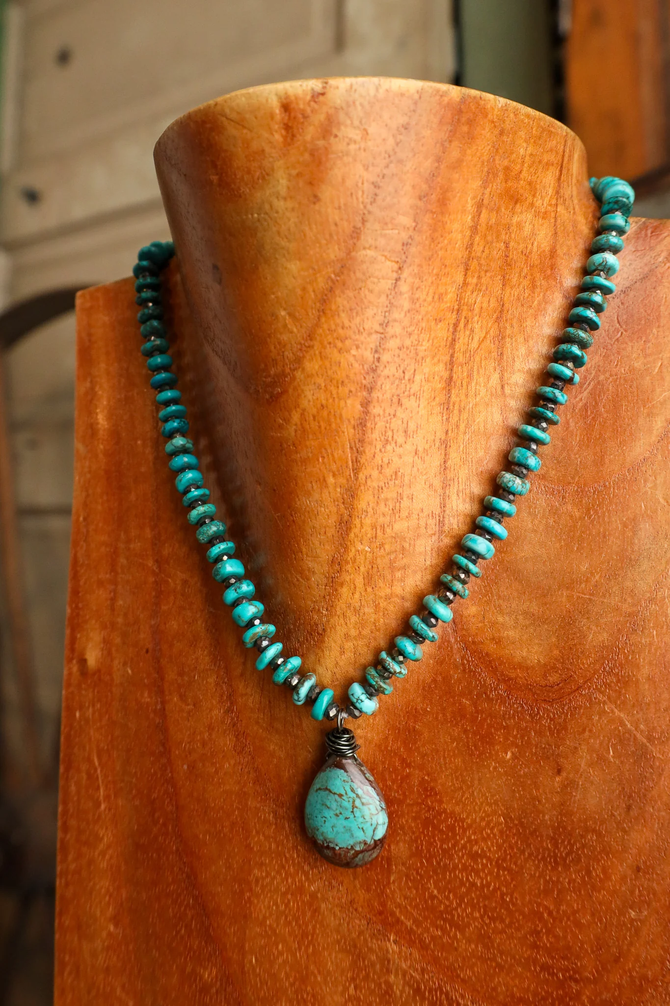 Andrea Barnett Kingman Pyrite Teardrop Necklace - Image 3