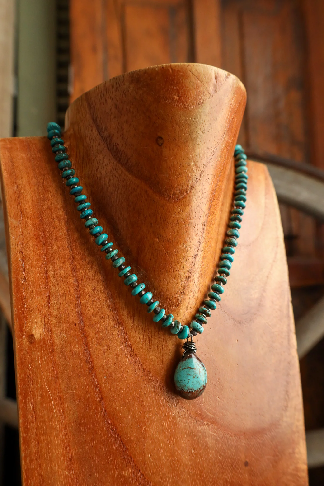 Andrea Barnett Kingman Pyrite Teardrop Necklace - Image 4
