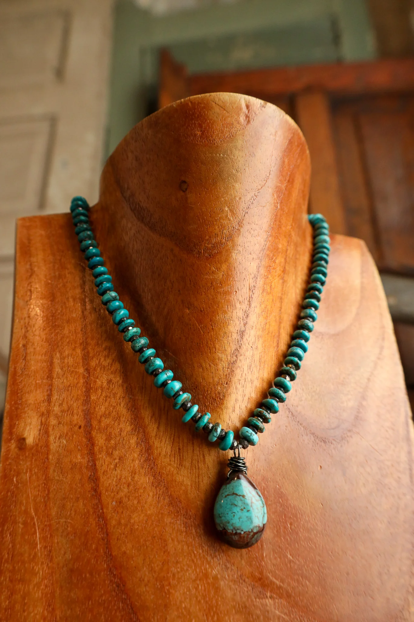 Andrea Barnett Kingman Pyrite Teardrop Necklace - Image 6