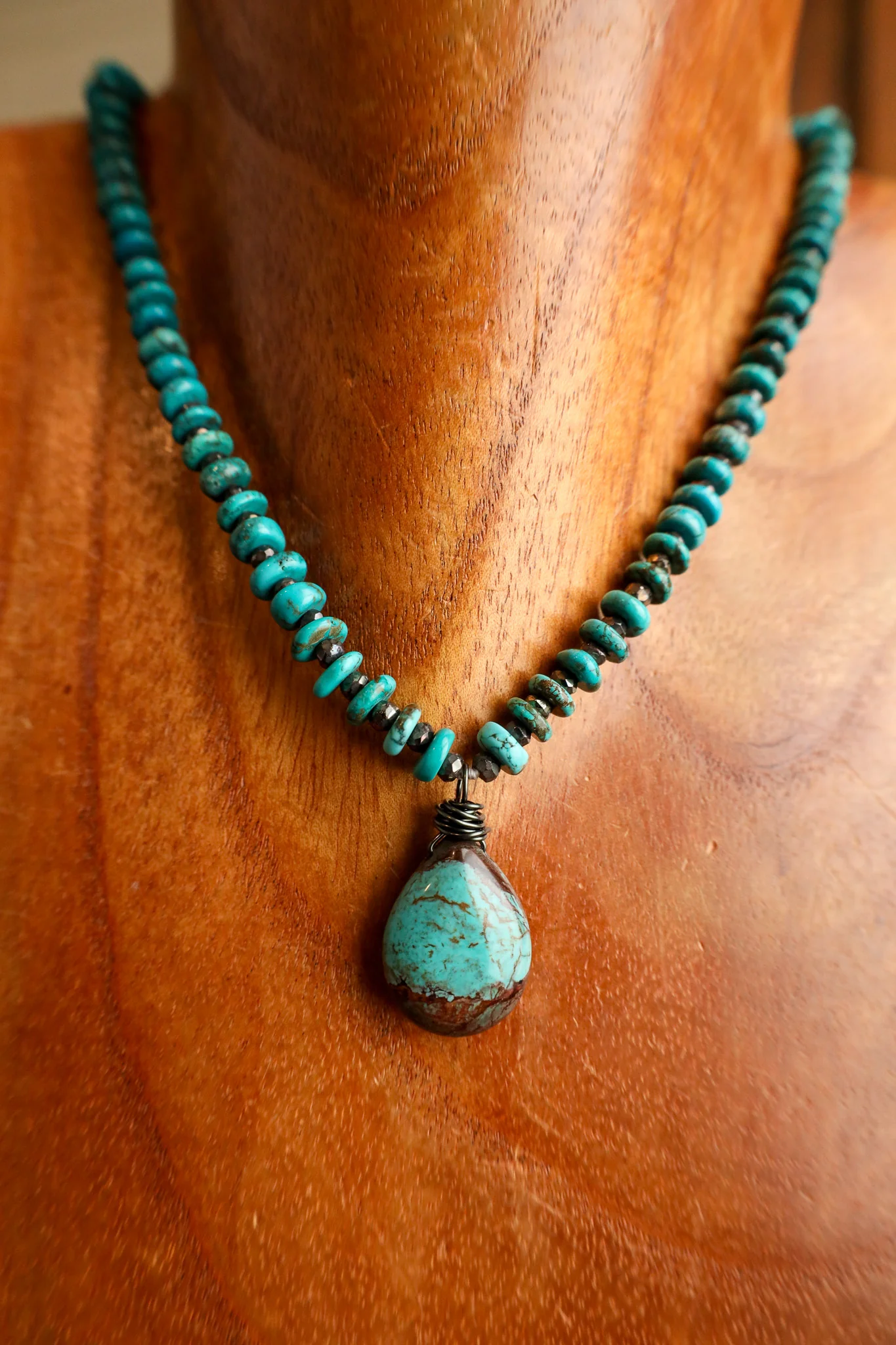 Andrea Barnett Kingman Pyrite Teardrop Necklace - Image 7