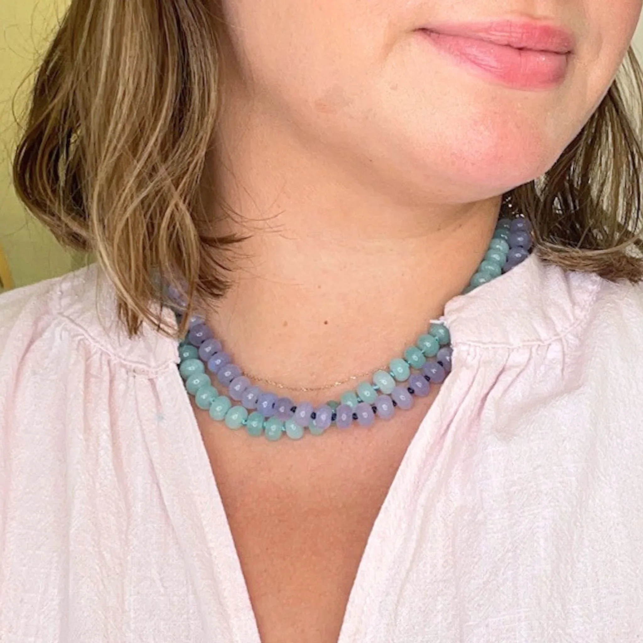 Christina Greene Sweet Stone Beaded Knotted Necklace - Lavender - Image 2