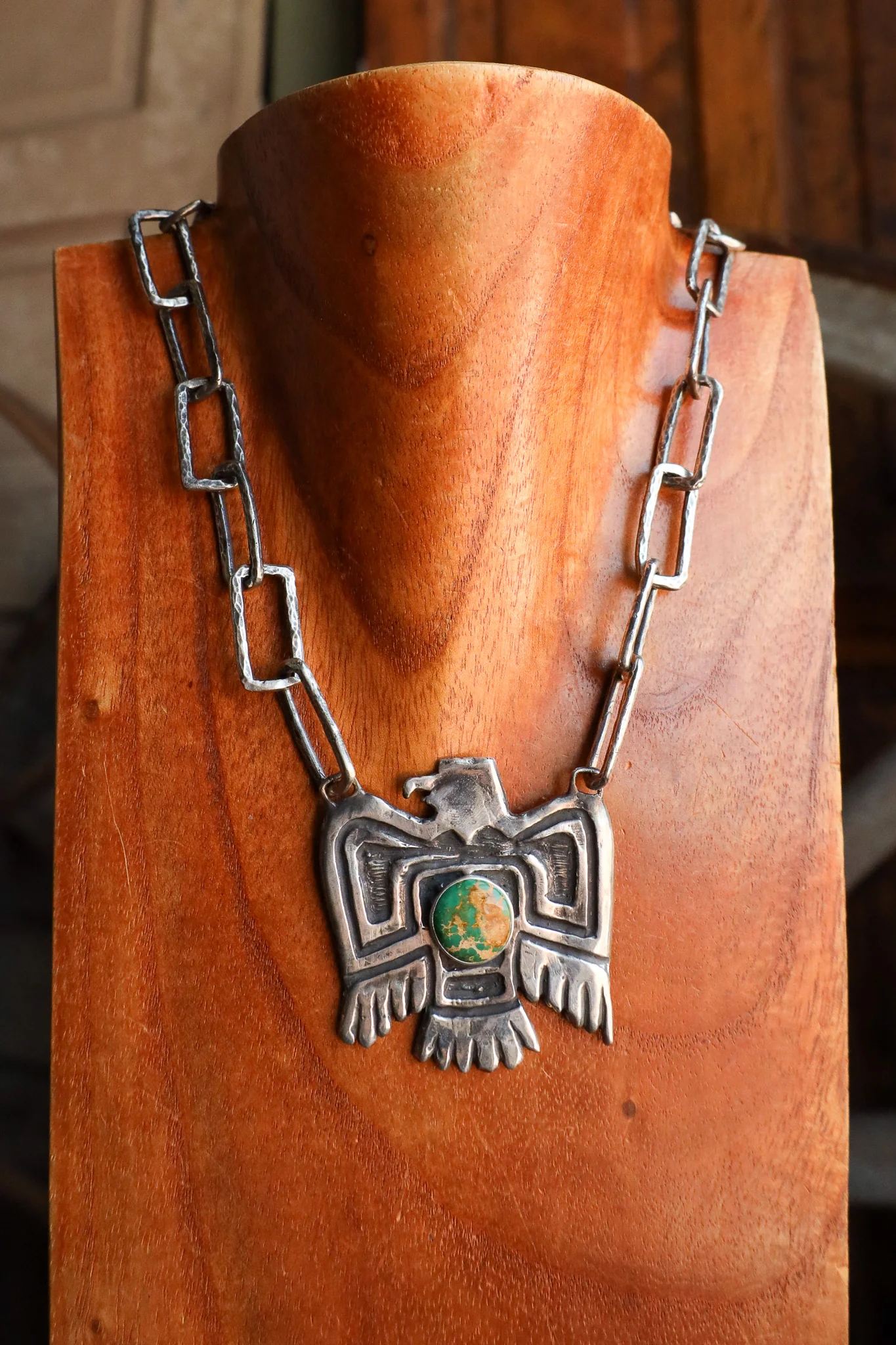 Love Tokens Large Phoenix Turquoise On Chain Necklace