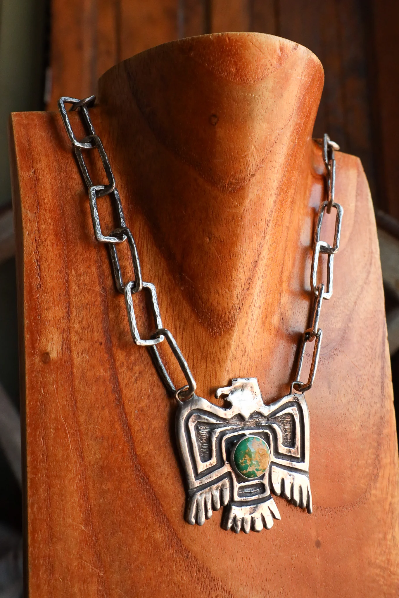 Love Tokens Large Phoenix Turquoise On Chain Necklace - Image 2
