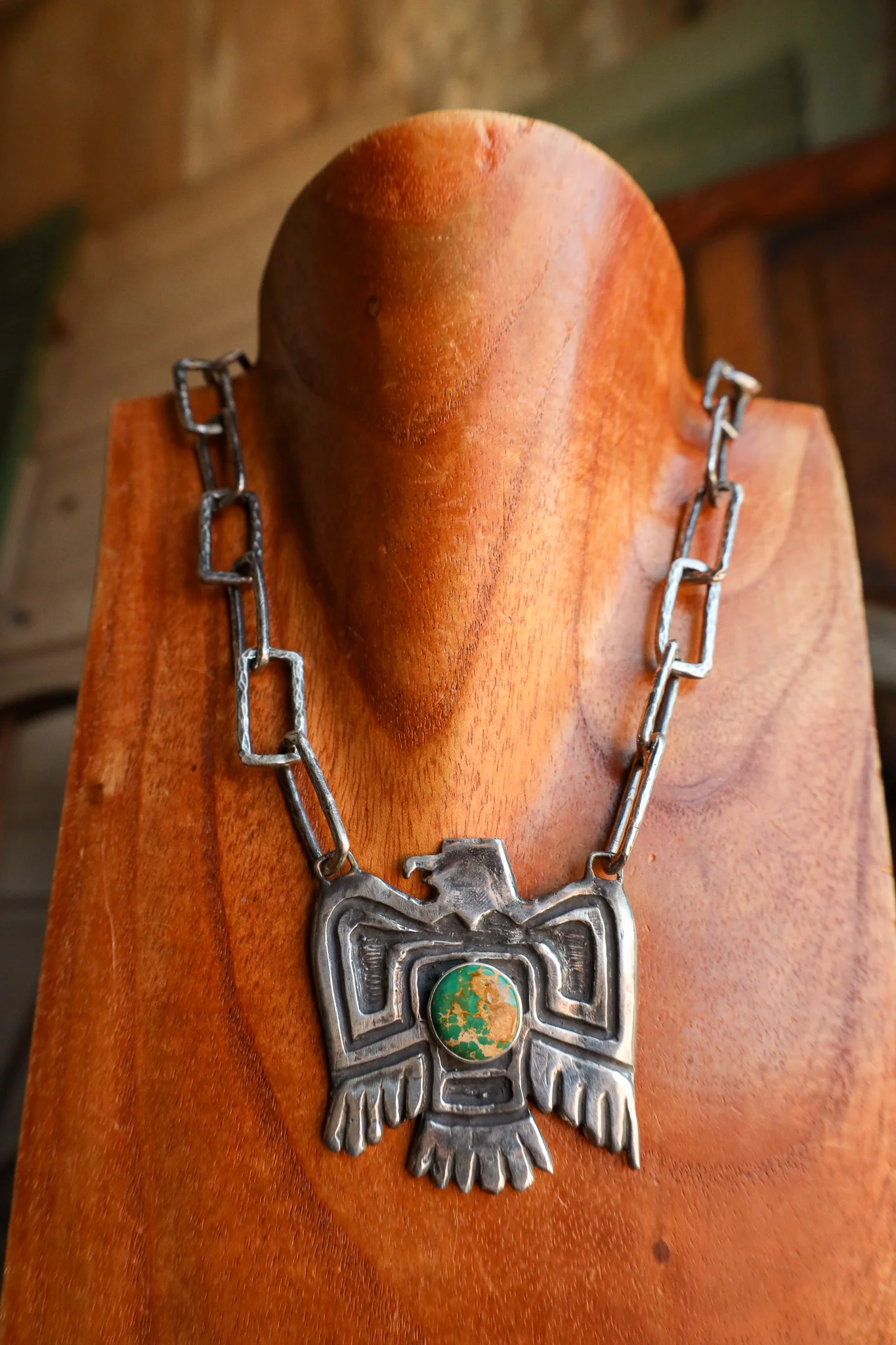 Love Tokens Large Phoenix Turquoise On Chain Necklace - Image 3