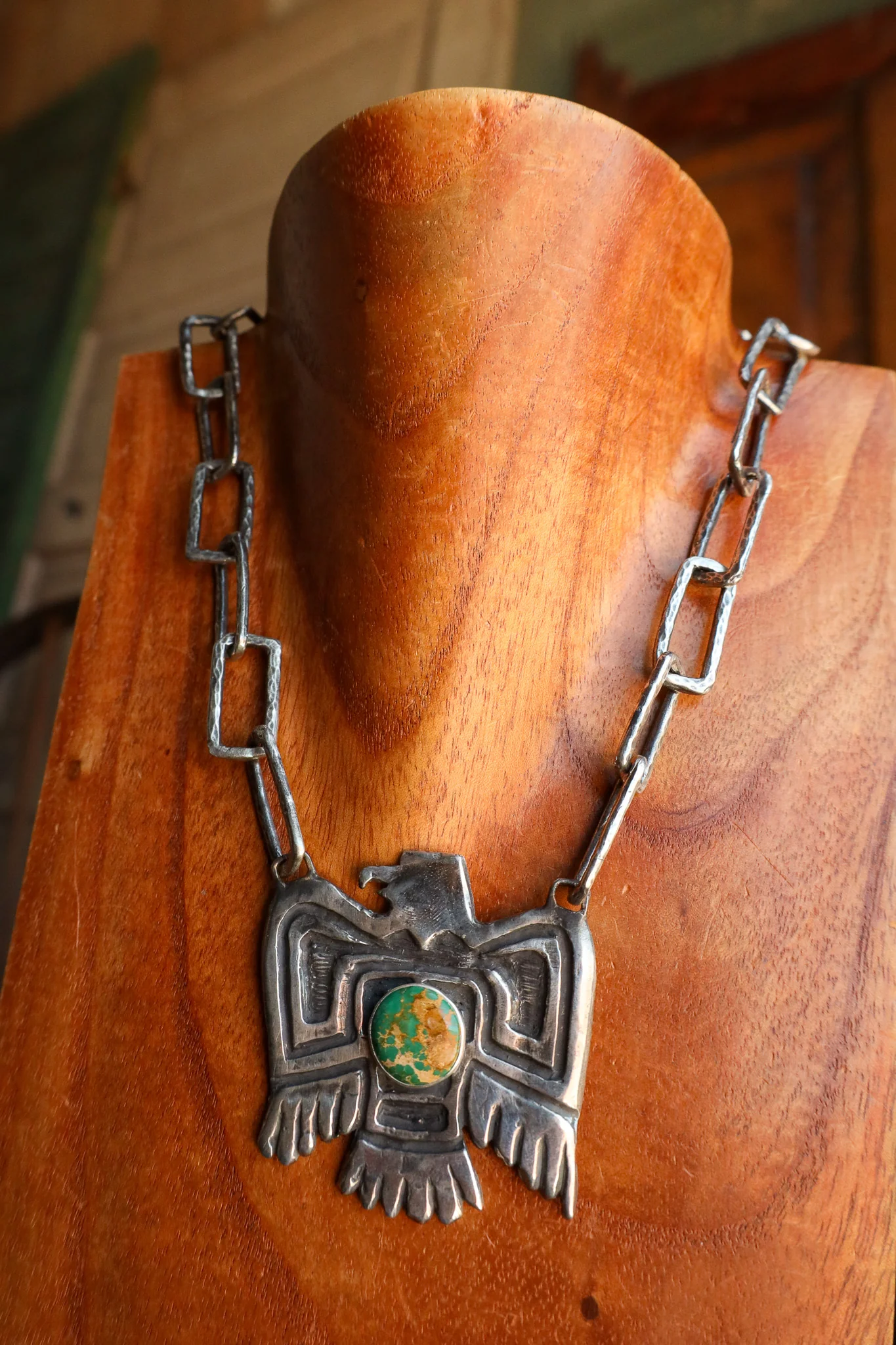 Love Tokens Large Phoenix Turquoise On Chain Necklace - Image 4