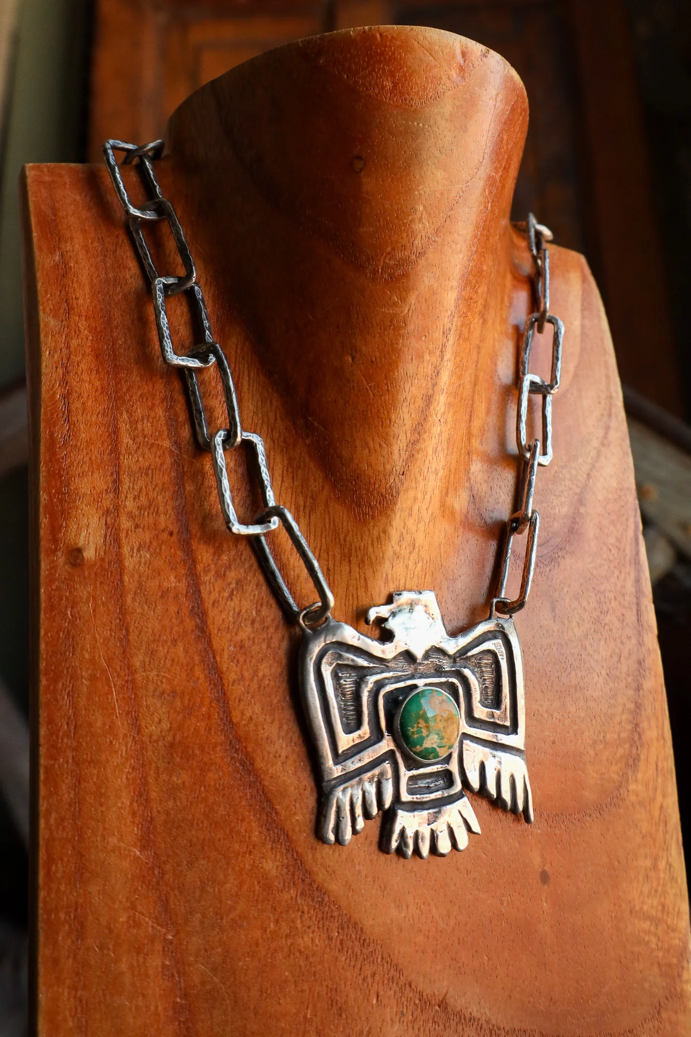 Love Tokens Large Phoenix Turquoise On Chain Necklace - Image 5