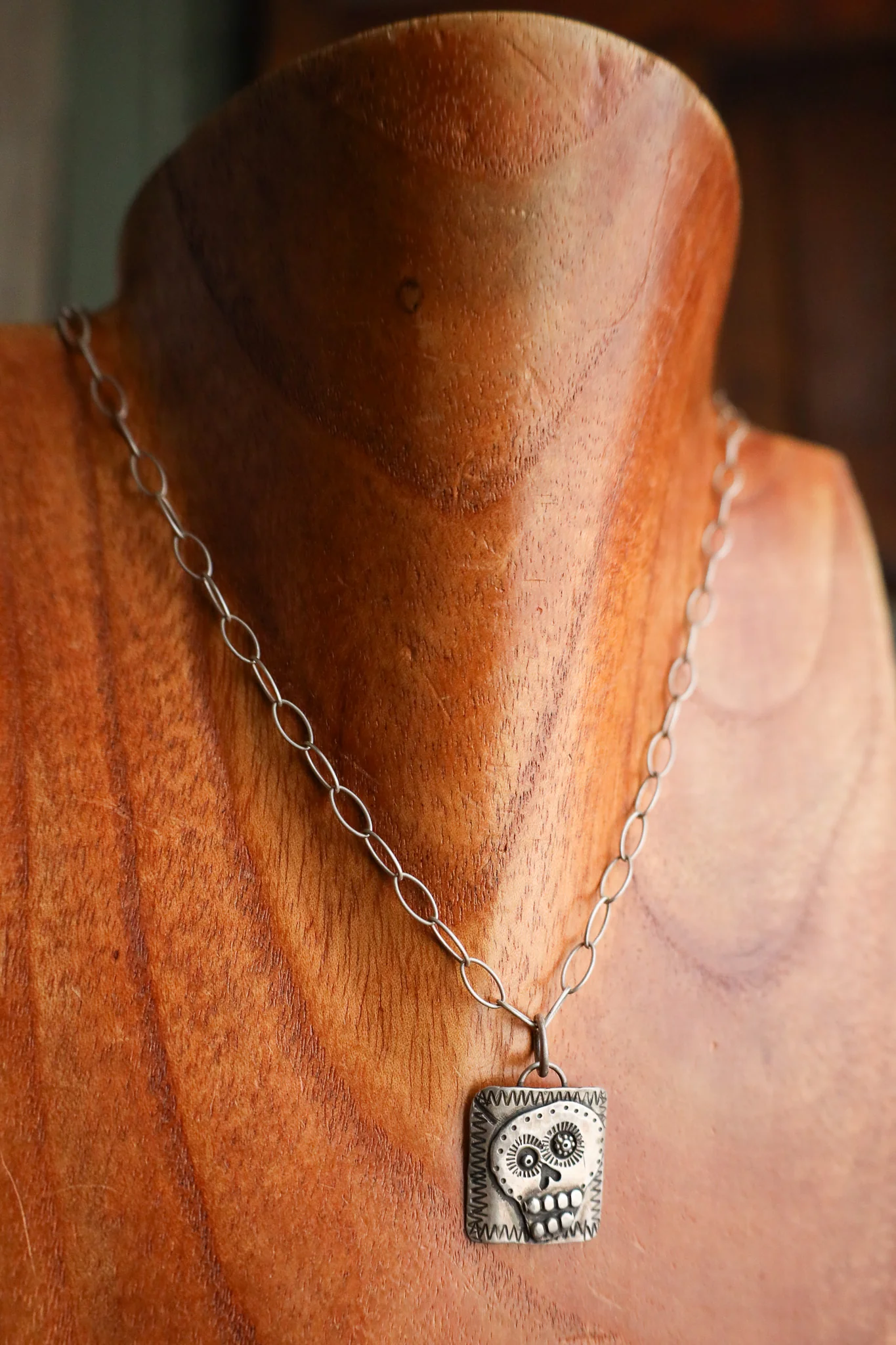 Margaret Sullivan Large Square Sugar Skull Necklace - Image 3