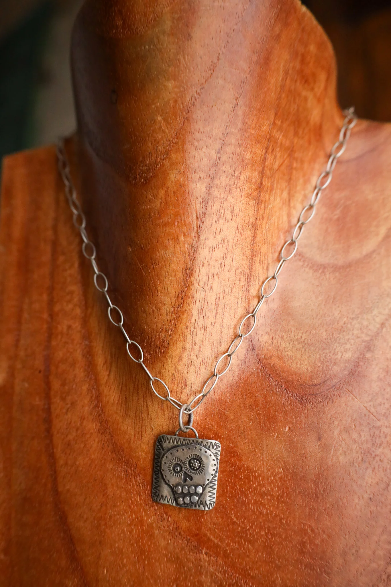 Margaret Sullivan Large Square Sugar Skull Necklace - Image 4