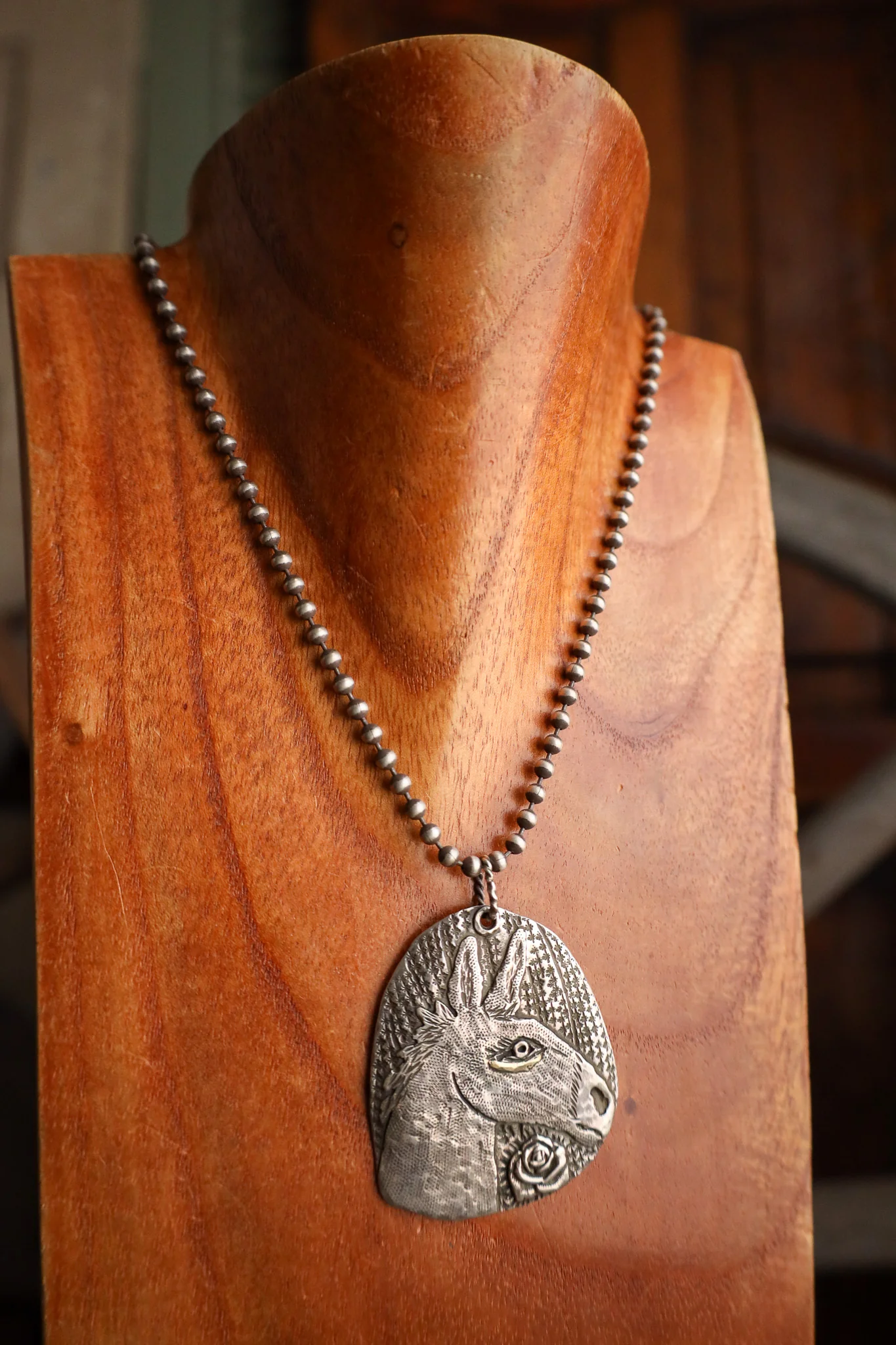 Margaret Sullivan Silver and 14K Gold Mule With Rose Necklace - Image 3