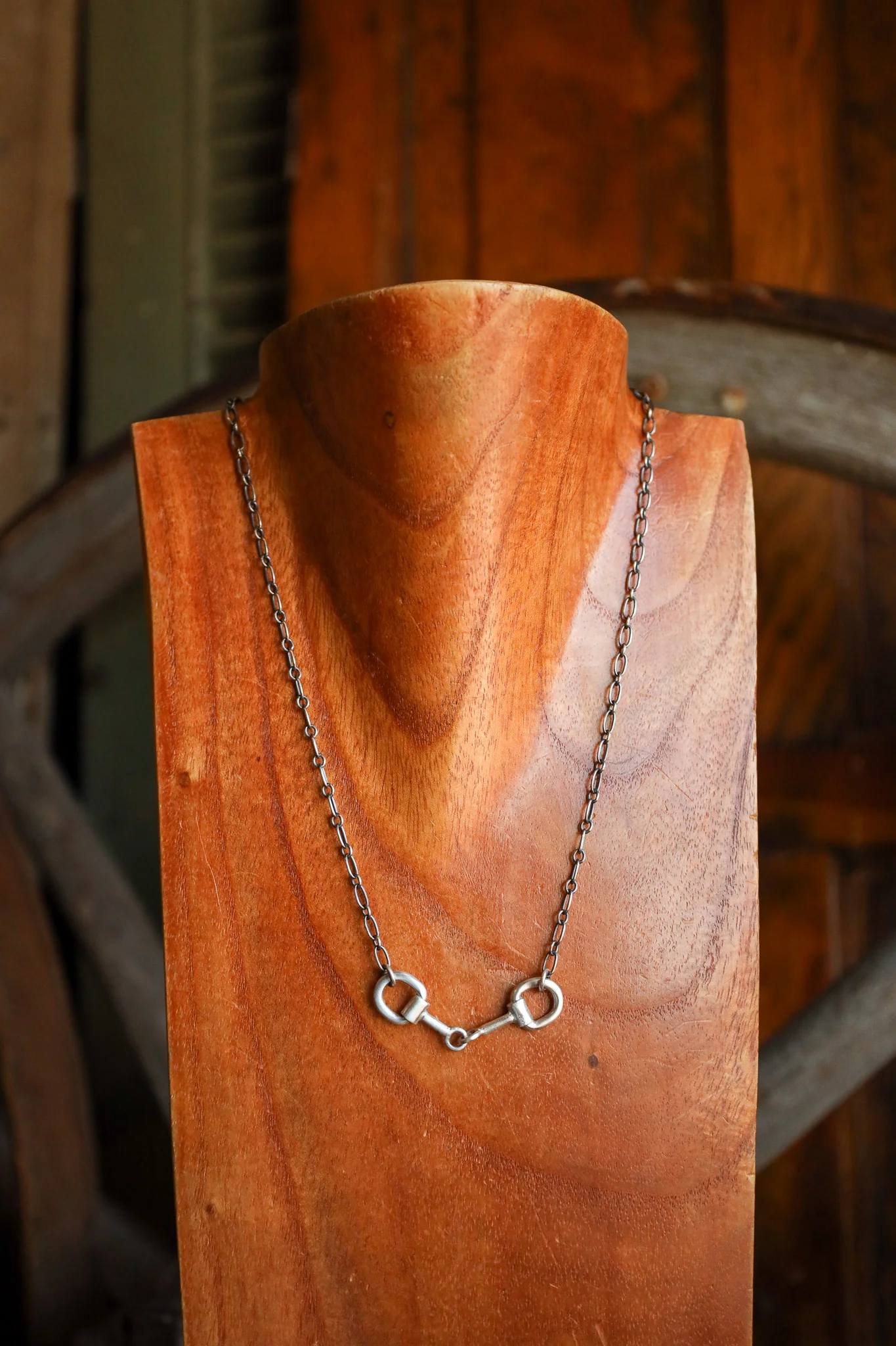 Small Silver Horse Bit On Chain Necklace