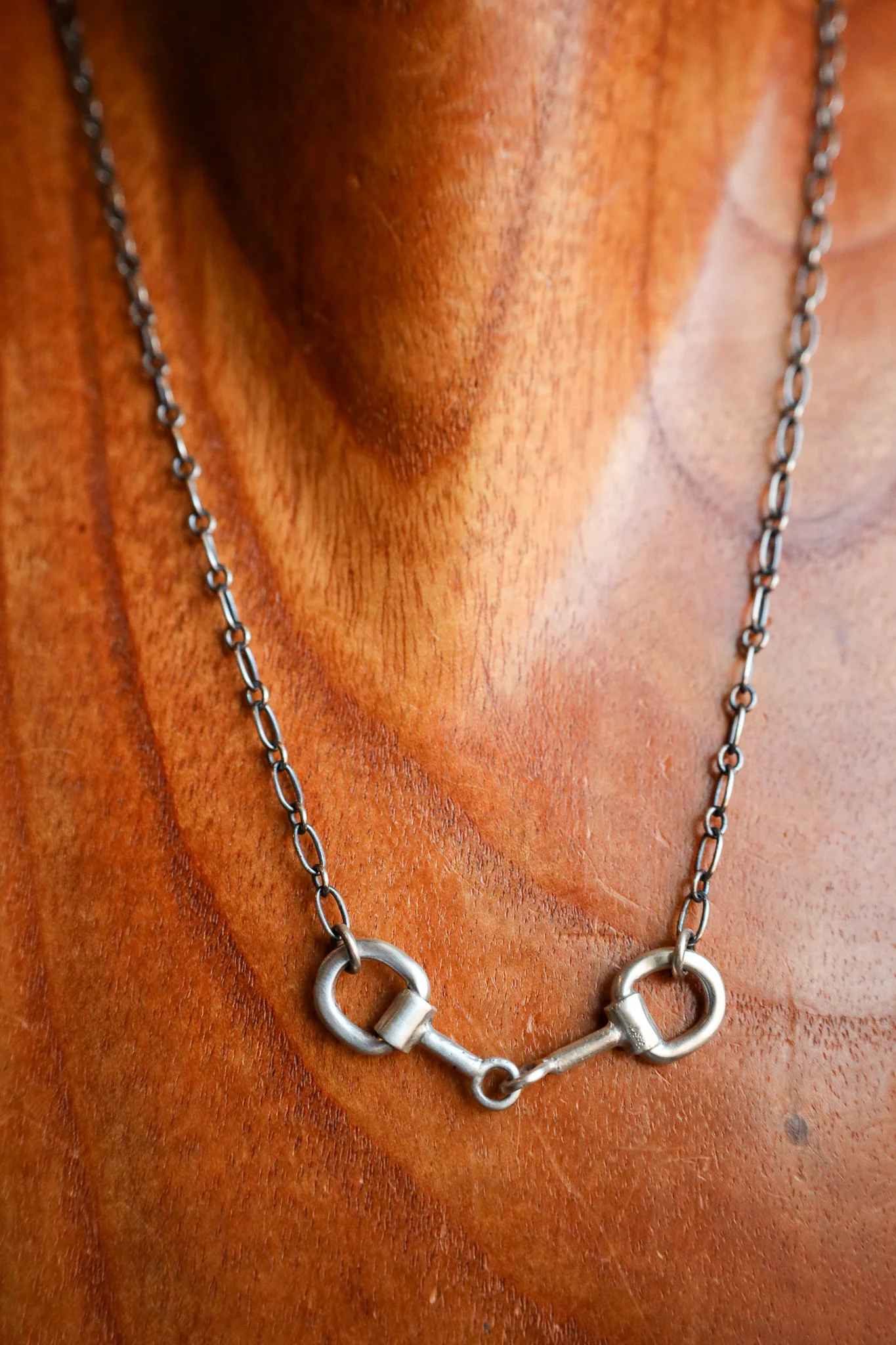 Small Silver Horse Bit On Chain Necklace - Image 2