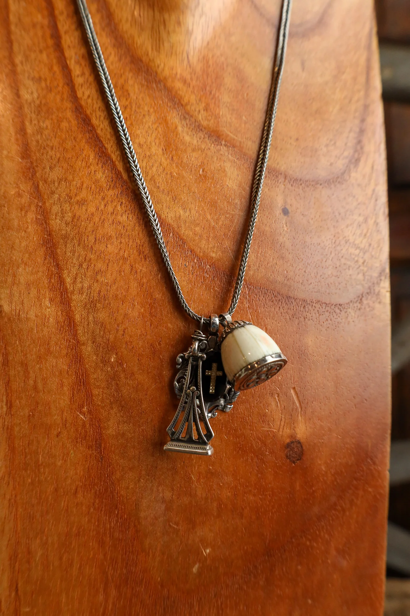 Andrea Barnett Sterling Silver With 3 Antique Charms Necklace - Image 3
